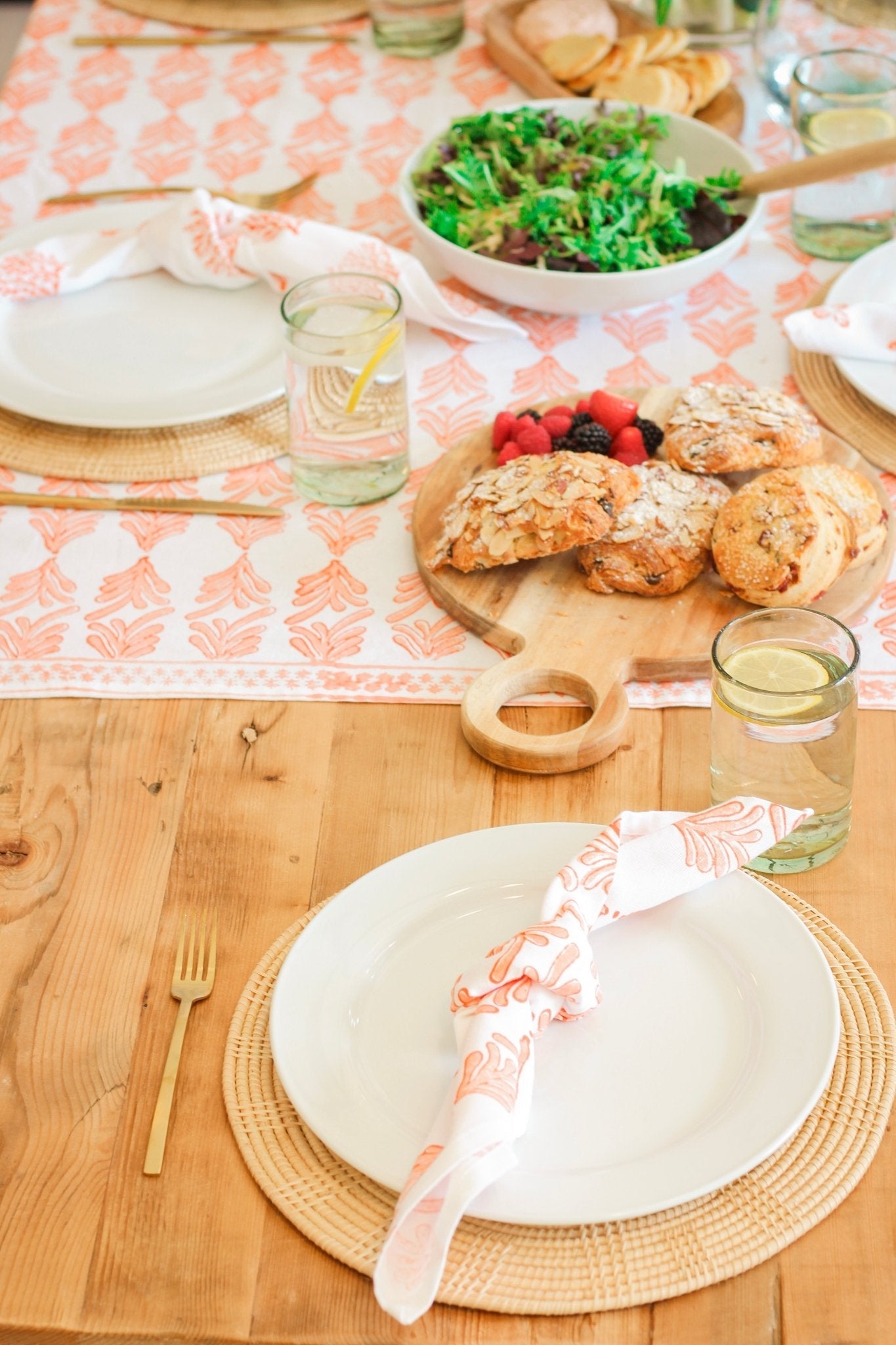 Table Runner - Palmetto, Orange & Melon - The Mended Company