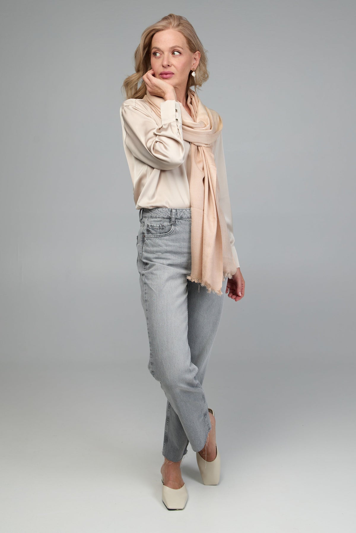 Cashmere Silk Scarf Ombre - Seashell