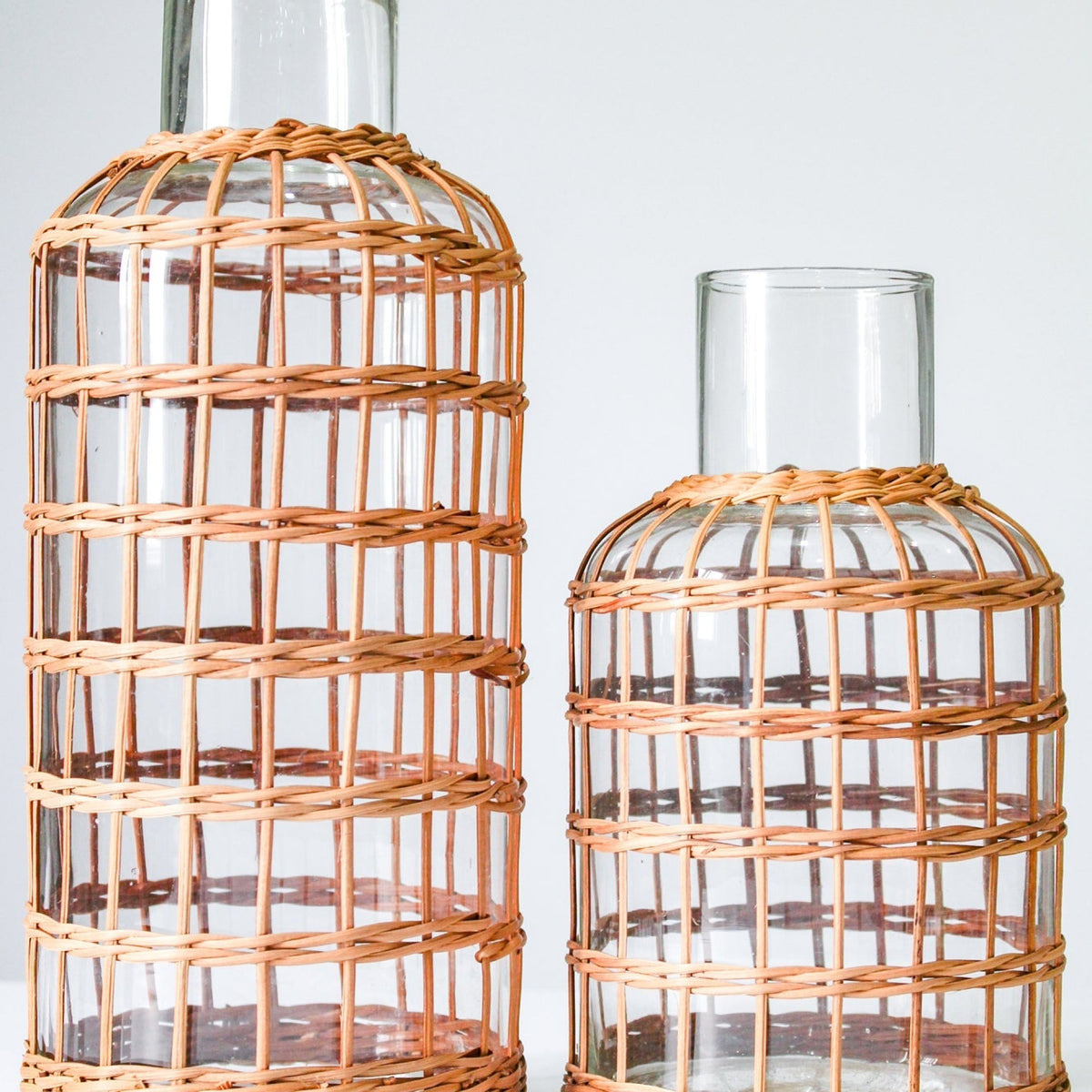 Rattan Cage Vase Carafe Medium Glass Rattan Carafes Rattan 6880-T8562G