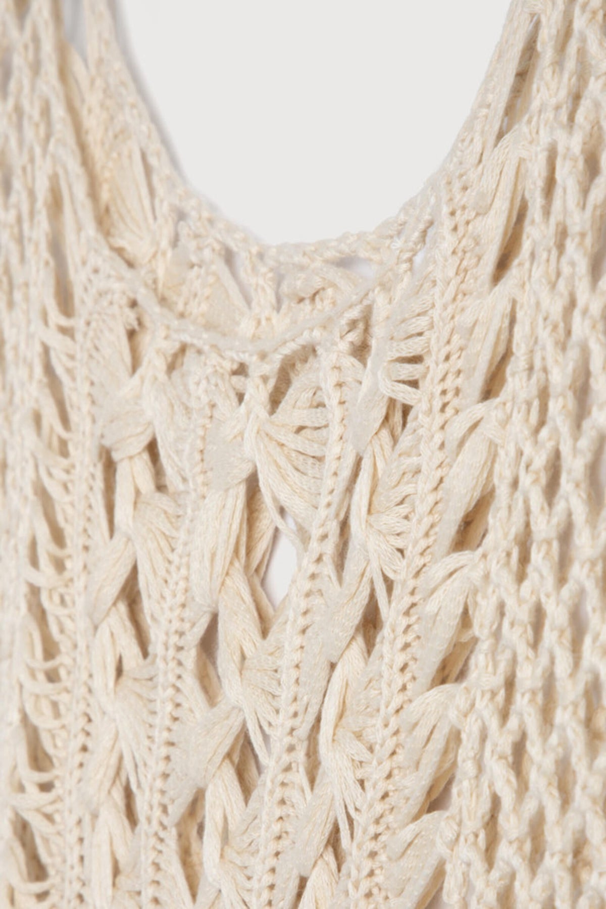 Bohemian Crochet Fringed Tunic - Ivory