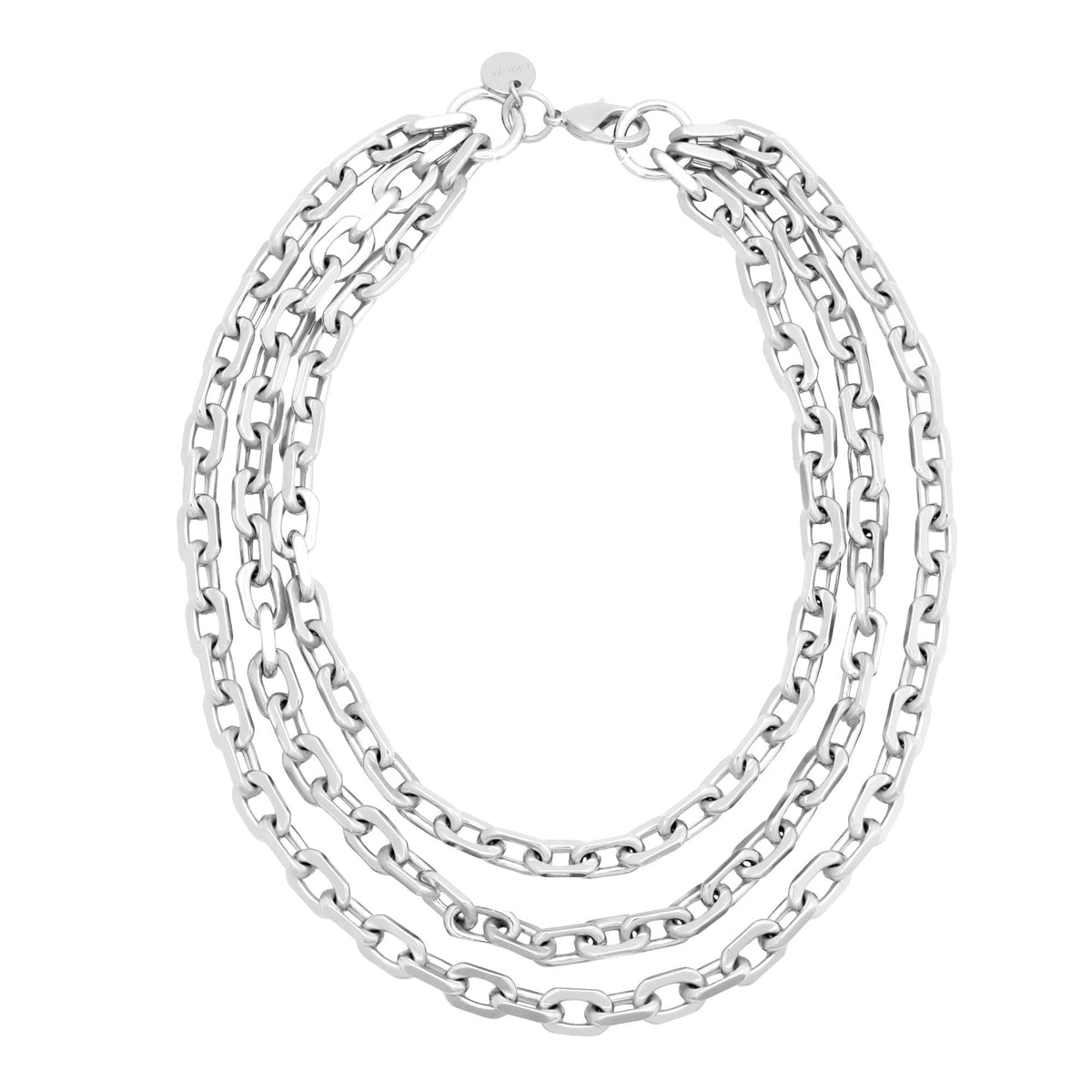 Silver multi-strand chain necklace from the Triple Layer Lennon Necklace collection