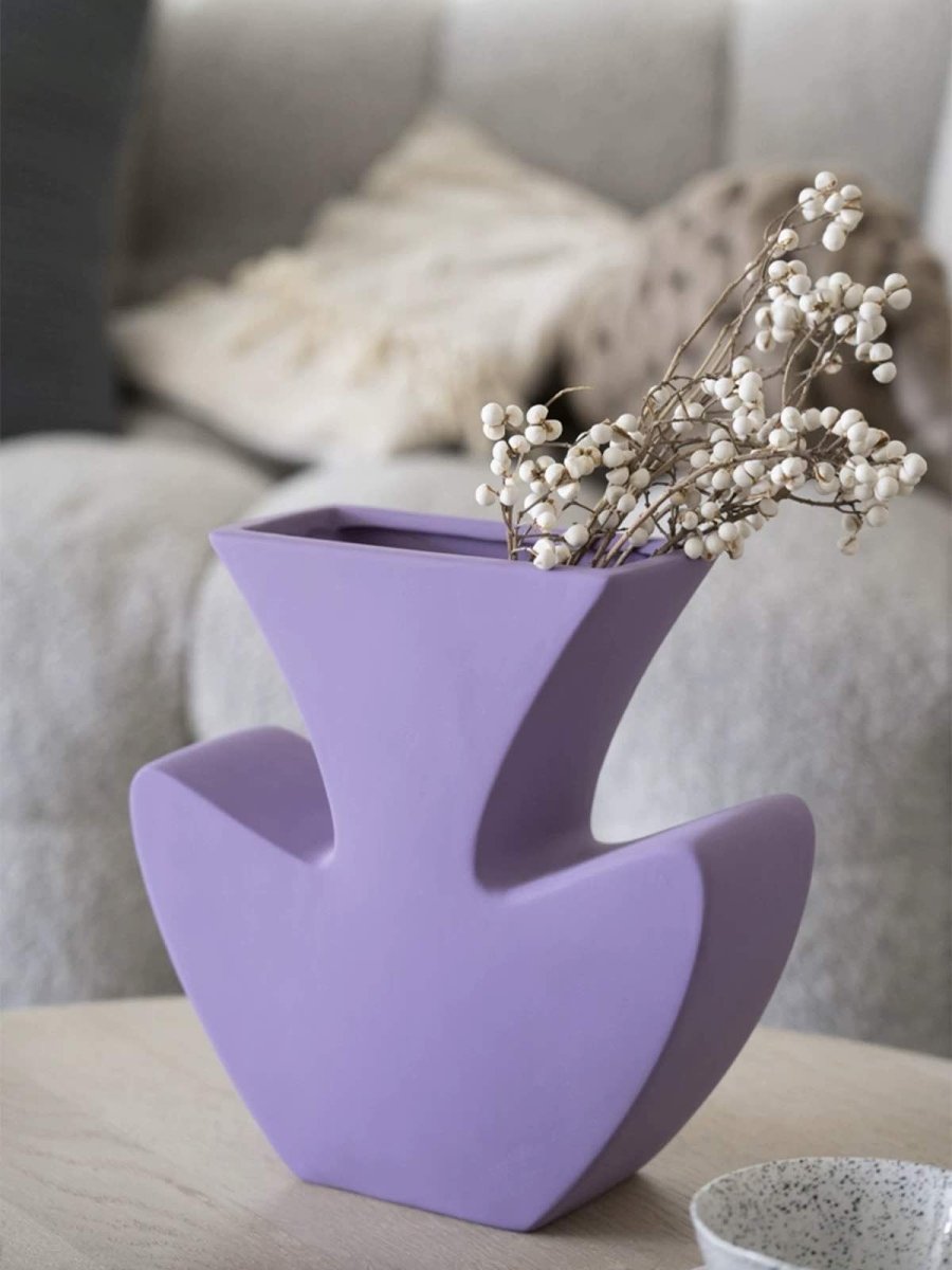 Handmade Memphis Funky Lavender Ceramic Vase, Decorative Flower Vessel - Vases - Funky Memphis Lavender Vas - INSPECIAL HOME