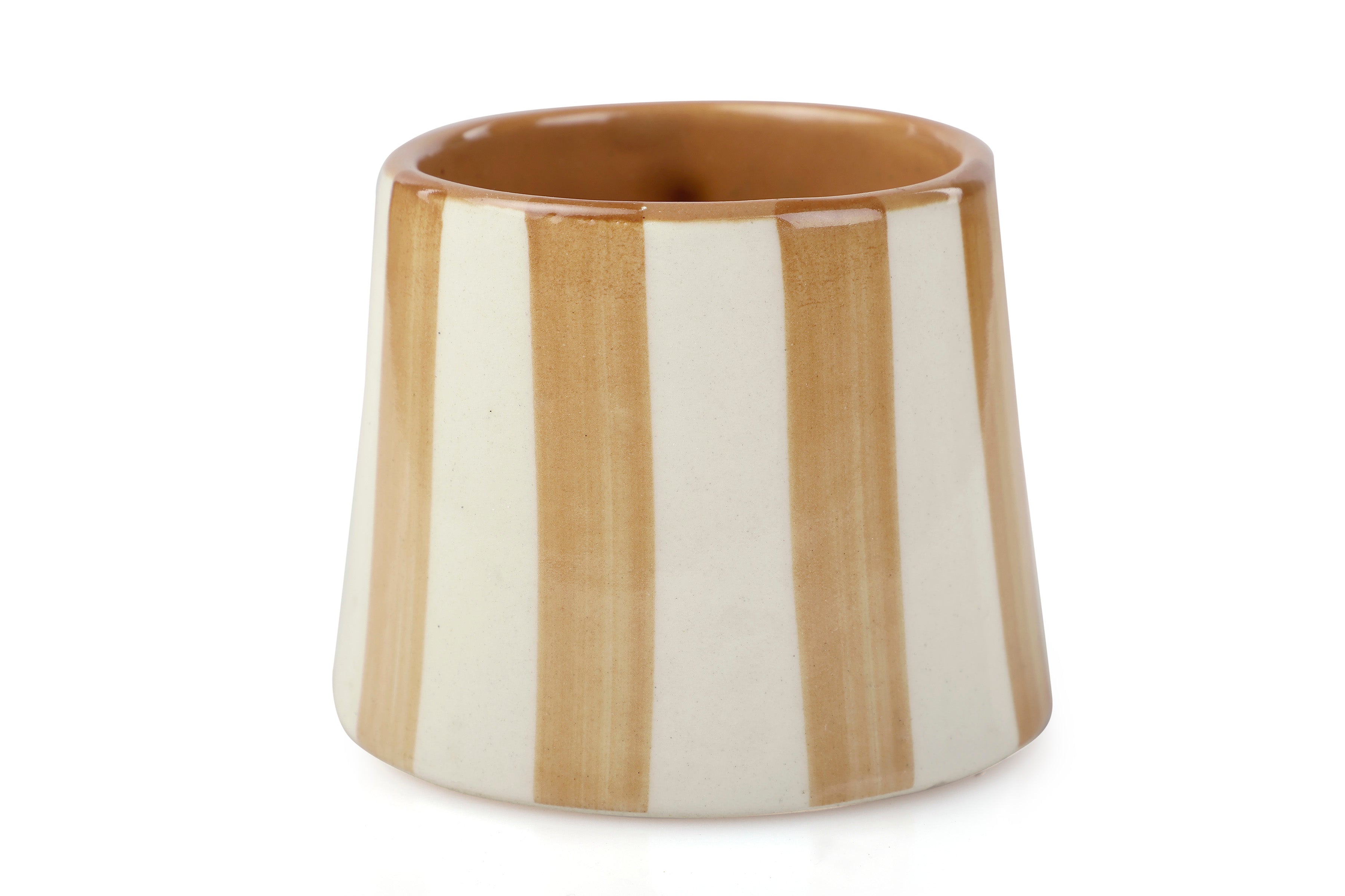 Ceramic Brown Stripe Coffee Cup - Thumbnail 2