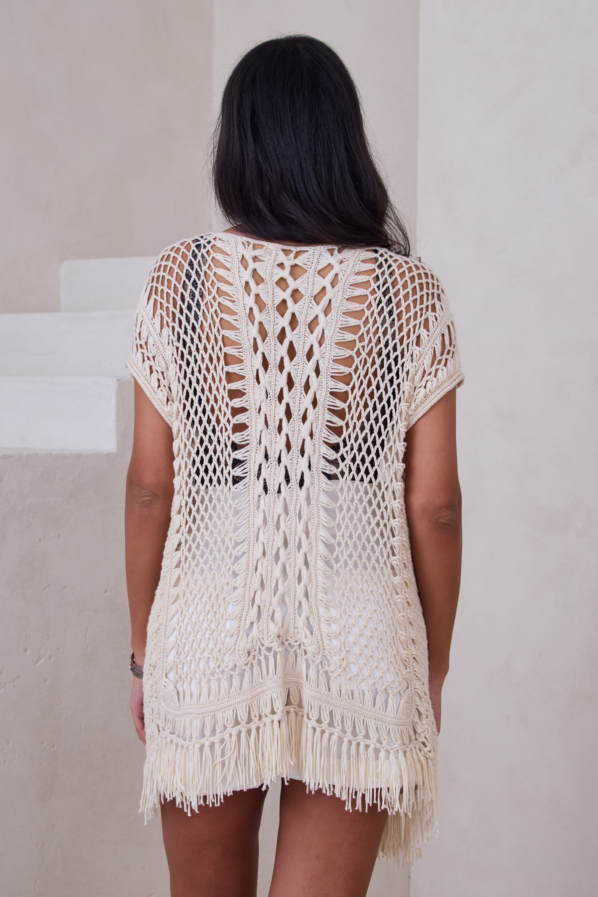 Moondial Crochet Kimono - Beige
