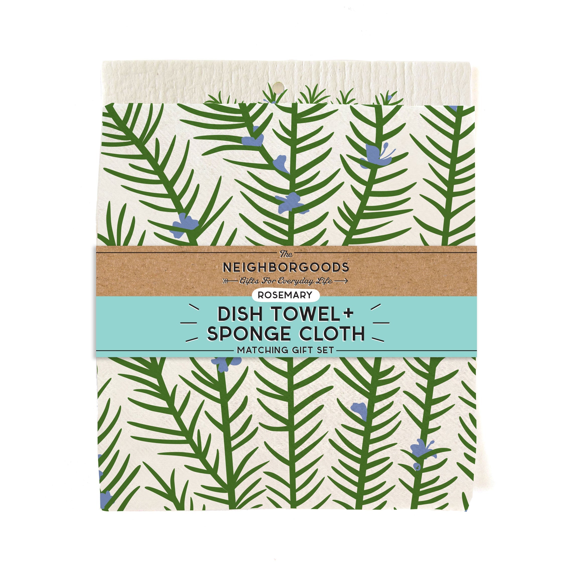 Cotton dish towel with rosemary design