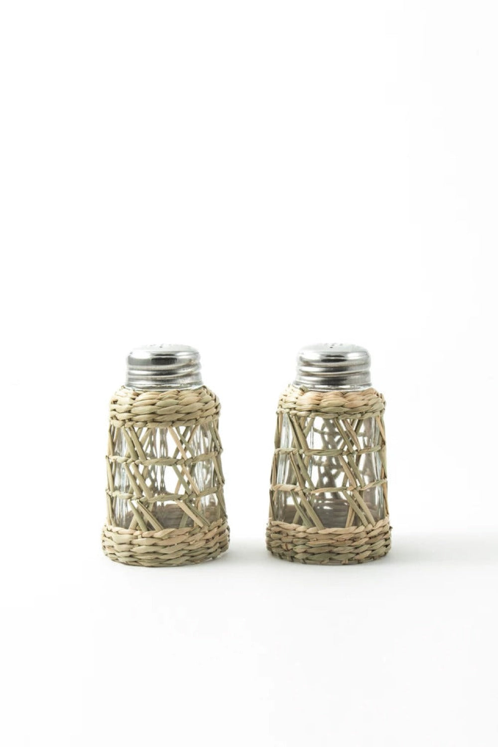 Seagrass Cage Salt & Pepper Set Glass Seagrass Brand_Seagrass & Rattan Kitchen_Serveware Serving Pieces 6880-HT001SeagrassCageSalt_PepperSet