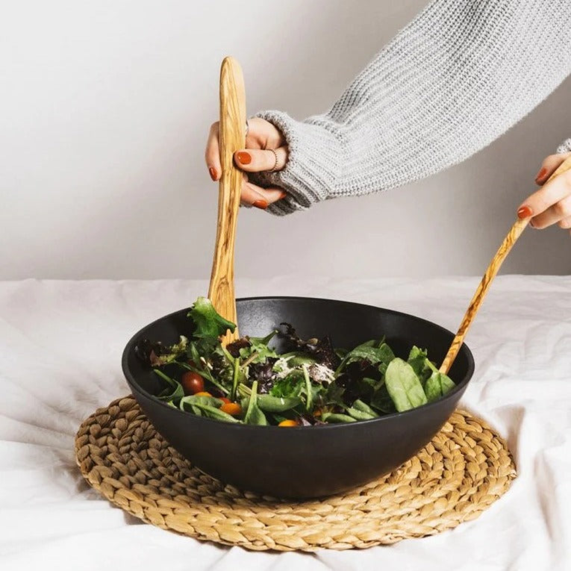 Olive Wood Serving Spatula Forks - Pair - Thumbnail 2