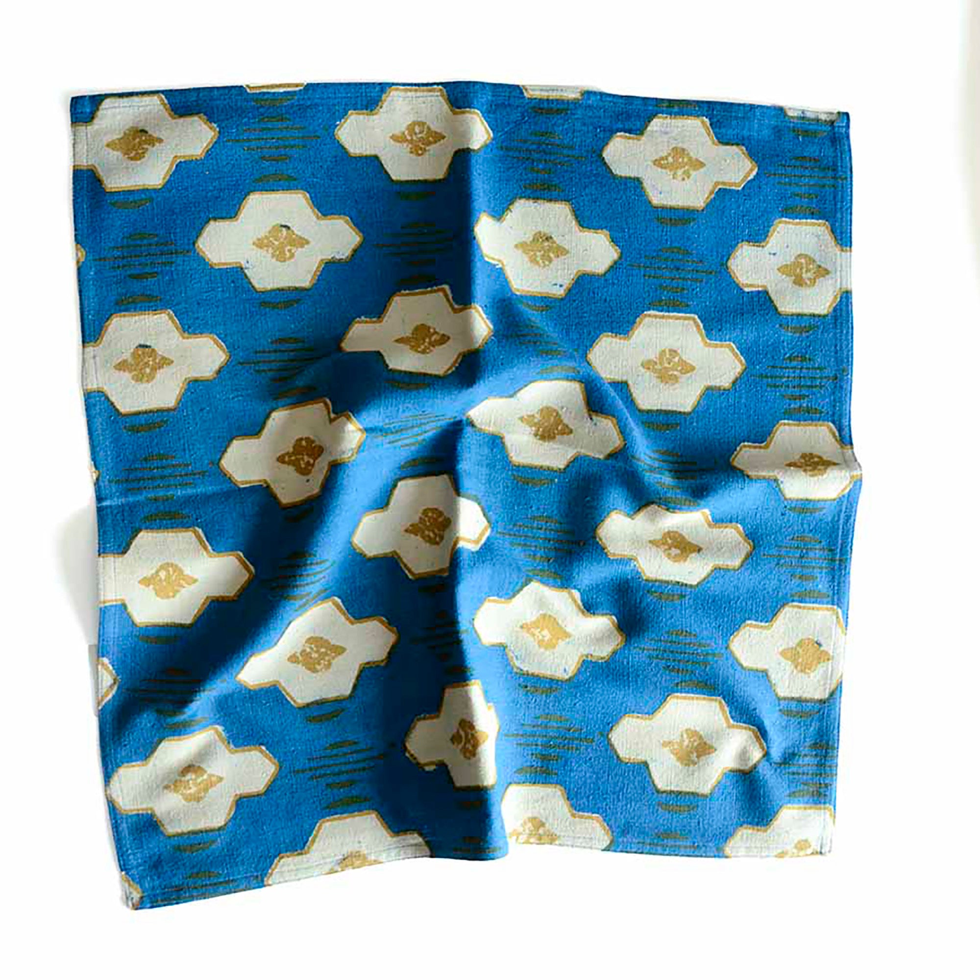 Modern Block Print Cloth Napkins (Set of 4) - Hopi Blue