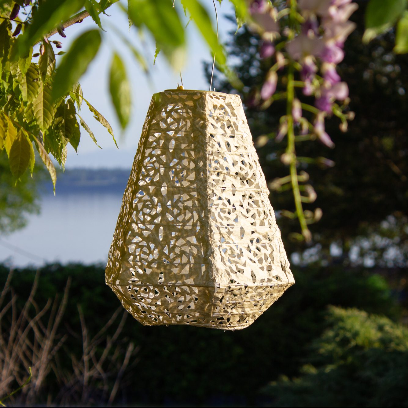Soji Stella Prism Tyvek Solar Lantern outside