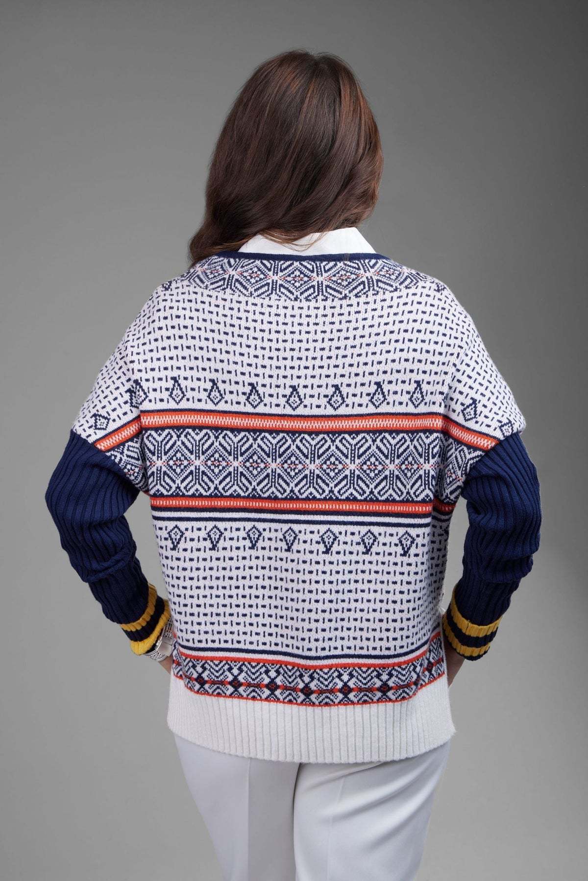 Nordic Knit Pullover Sweater - Blue Multi