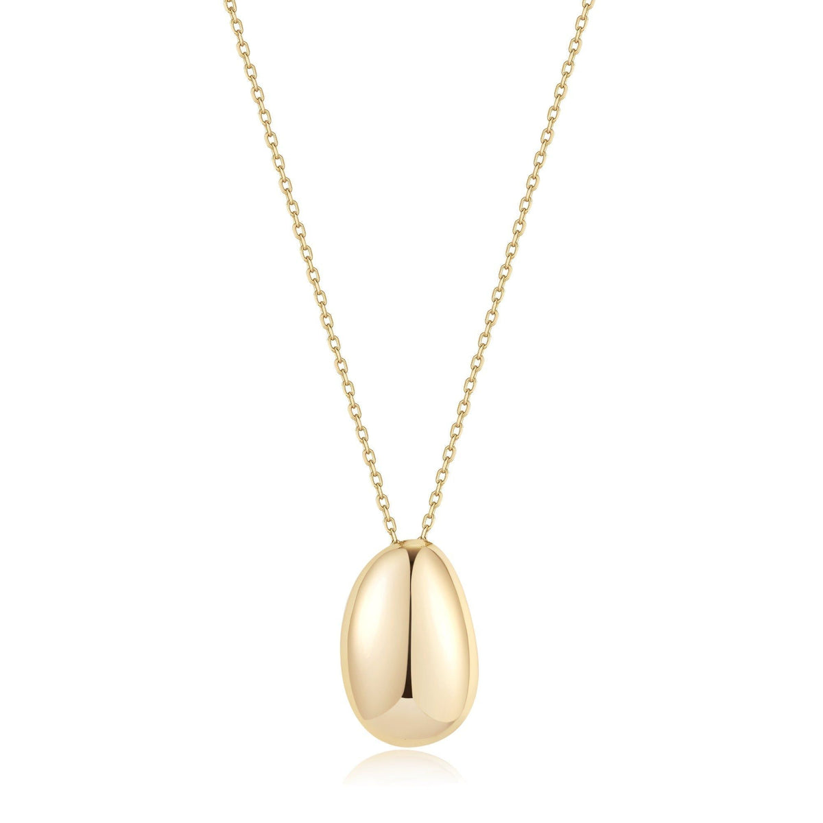 Shiny gold teardrop-shaped pendant on a delicate chain from Harmony Pebble Pendant Necklace