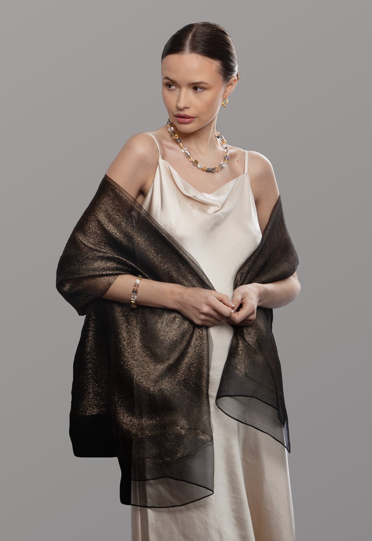 Silk Glimmer Scarf - Black