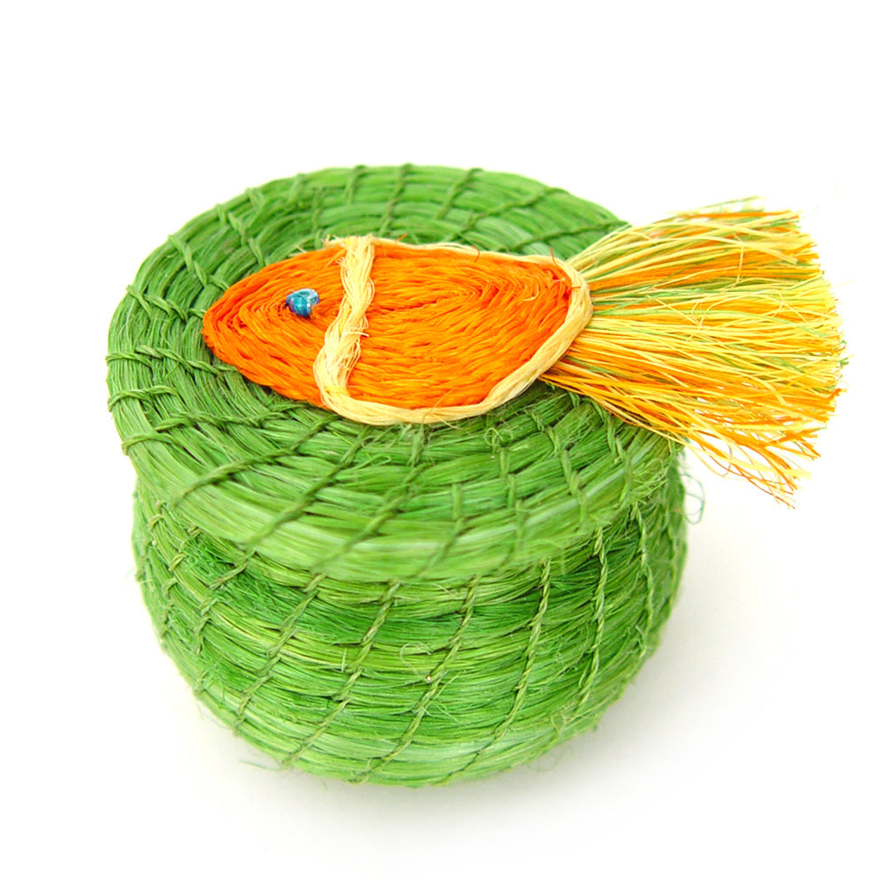 Swimming Fish Lidded Basket - Side View