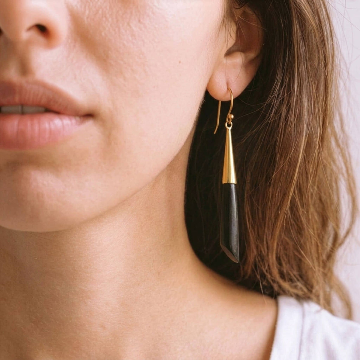 Brass & Bone Teardrop Drop Earrings | Shela #color_black