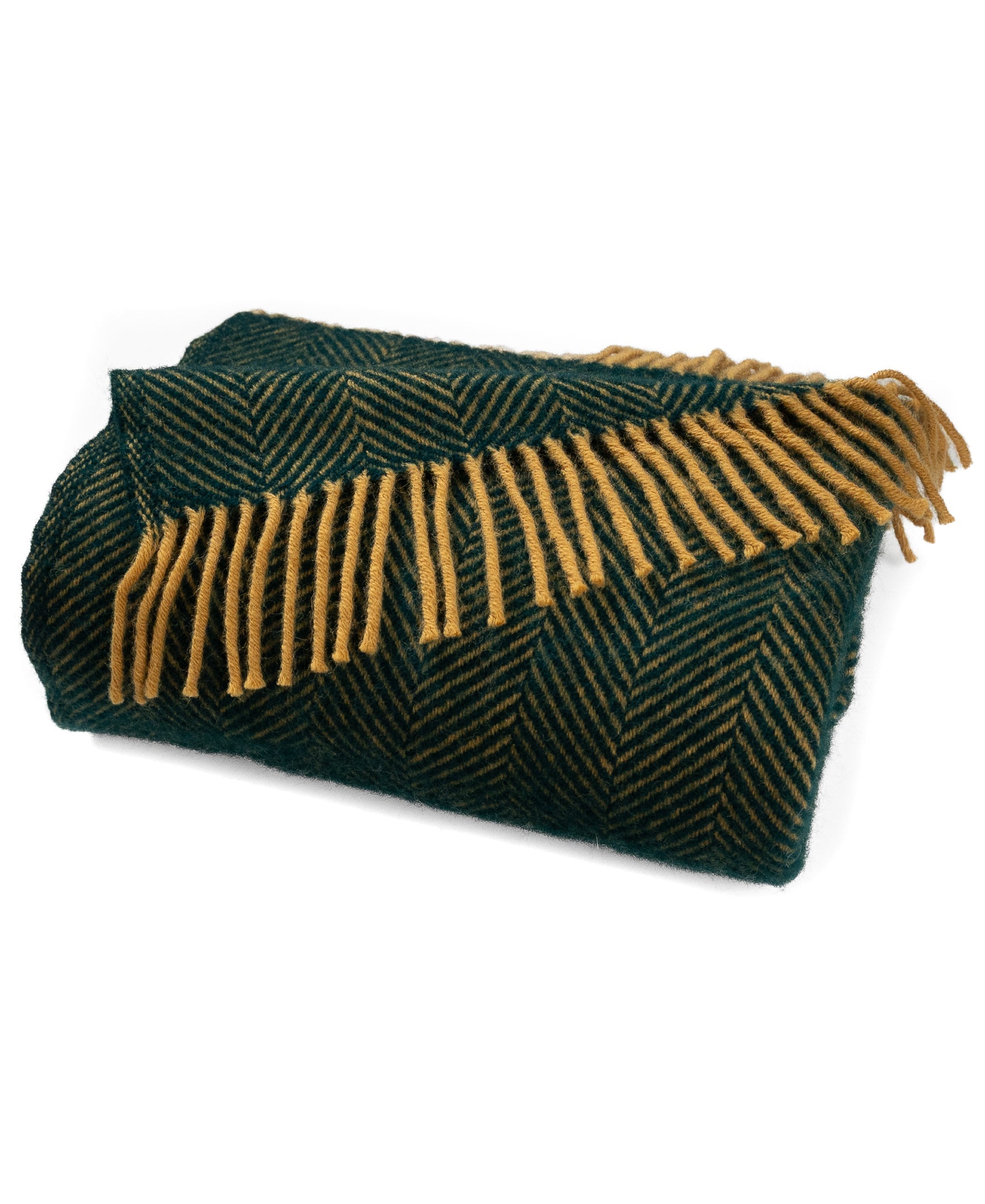 Highland Tweeds Herringbone Pure New Wool Throw ~ Emerald ~-Throws and Blankets-[bar code]-Prince of Scots