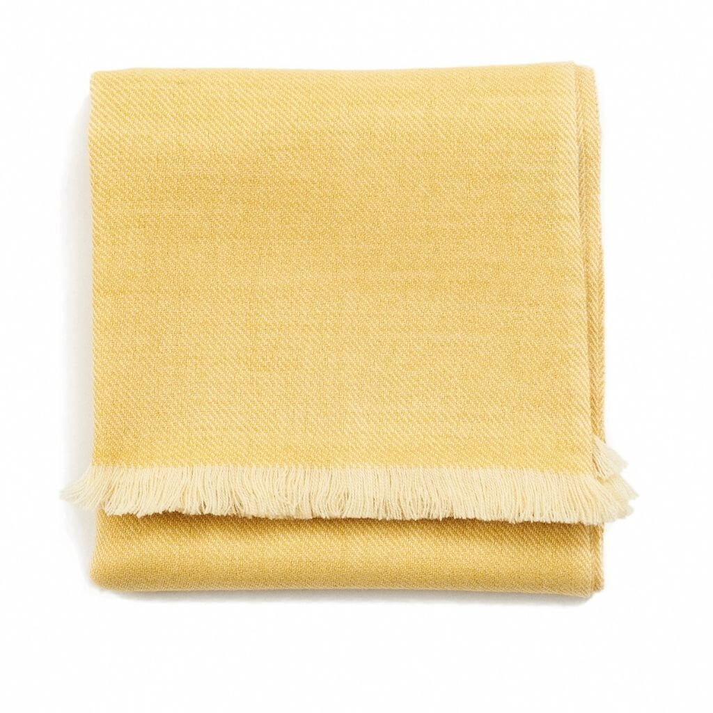 Product Shot of Dandelion Butter Yellow Plush Soft Merino Handwoven Throw  By Variously  