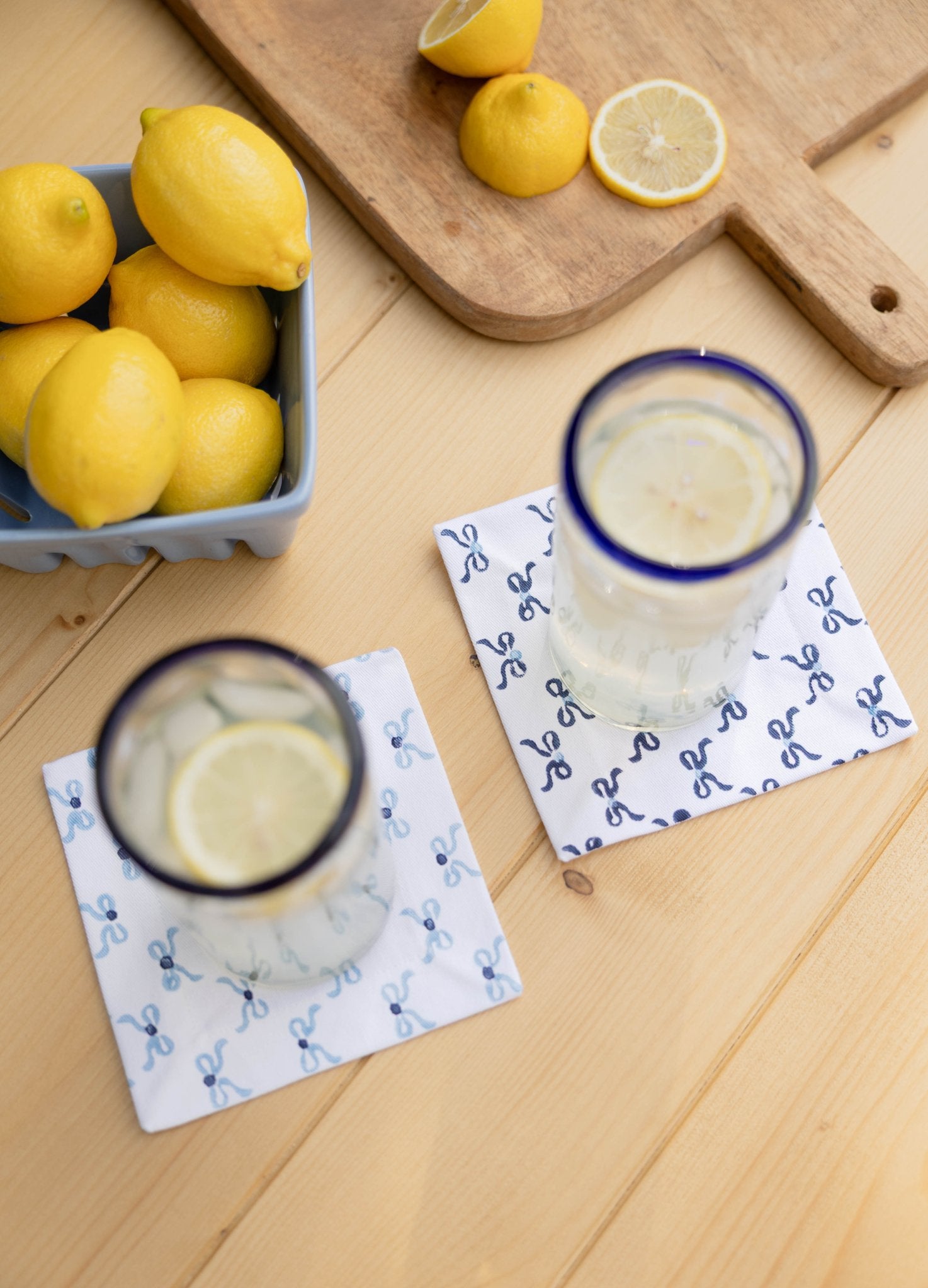 Cocktail Napkins (set of 4) - Bows - Navy & Uniform Blue - The Mended Company