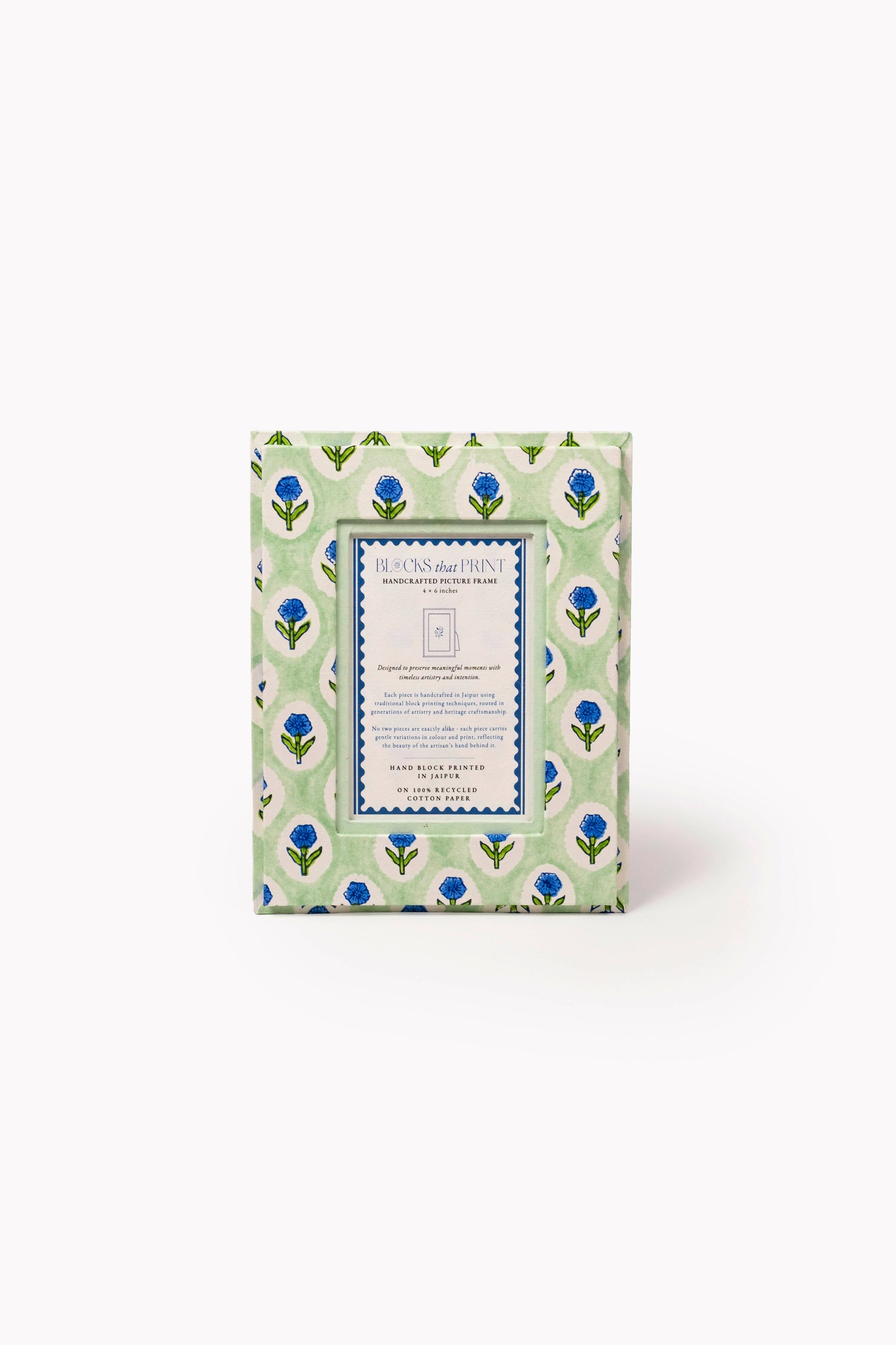 Medium Block Print Photo Frame (4 by 6) - Mint