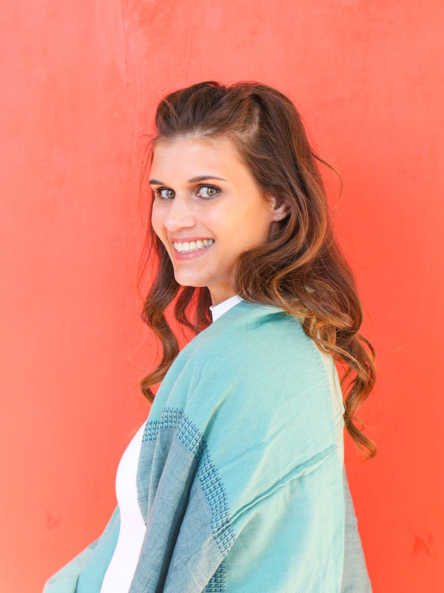 woven teal spring scarf | Fair Anita