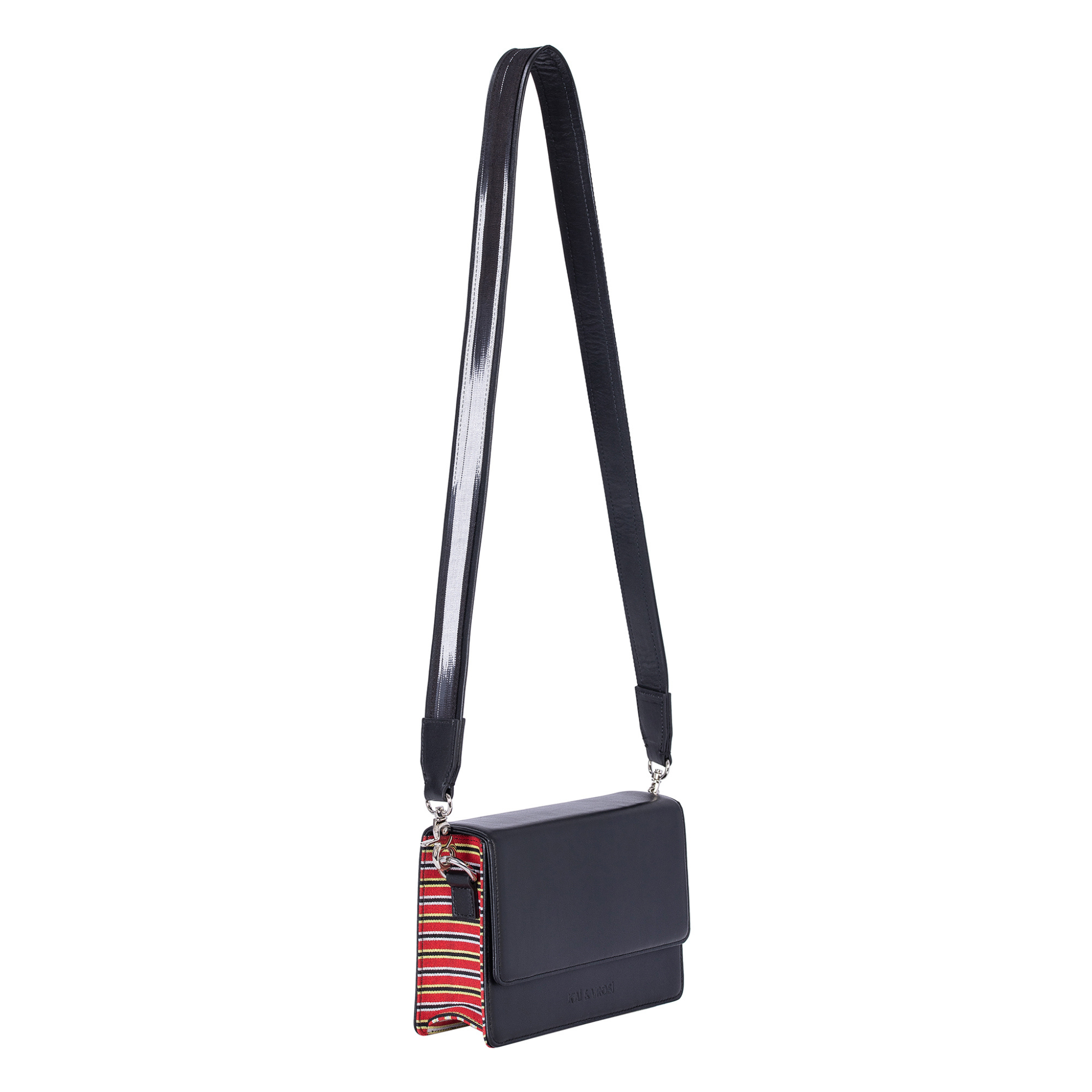 Black Leather Structured Crossbody Bag