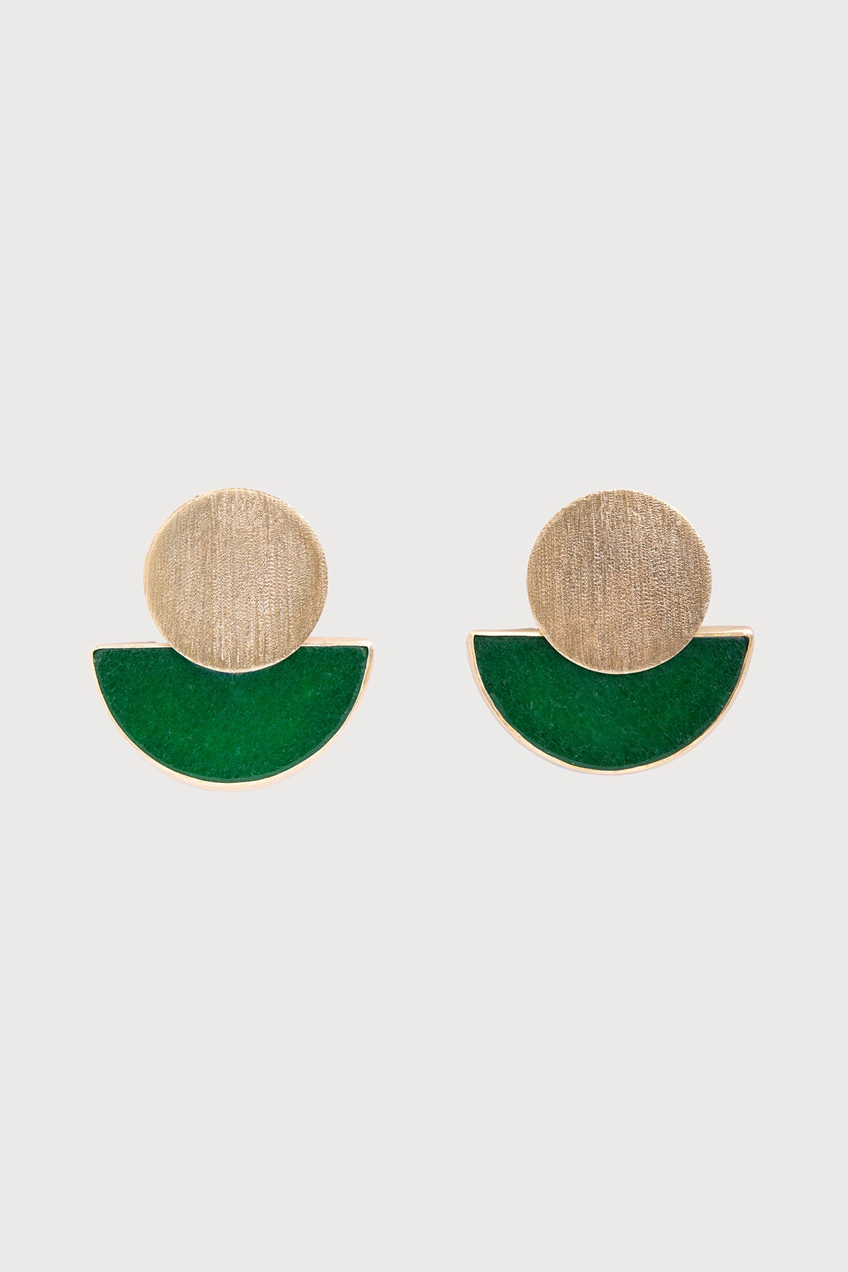Geometric Half-Moon Earrings - Green