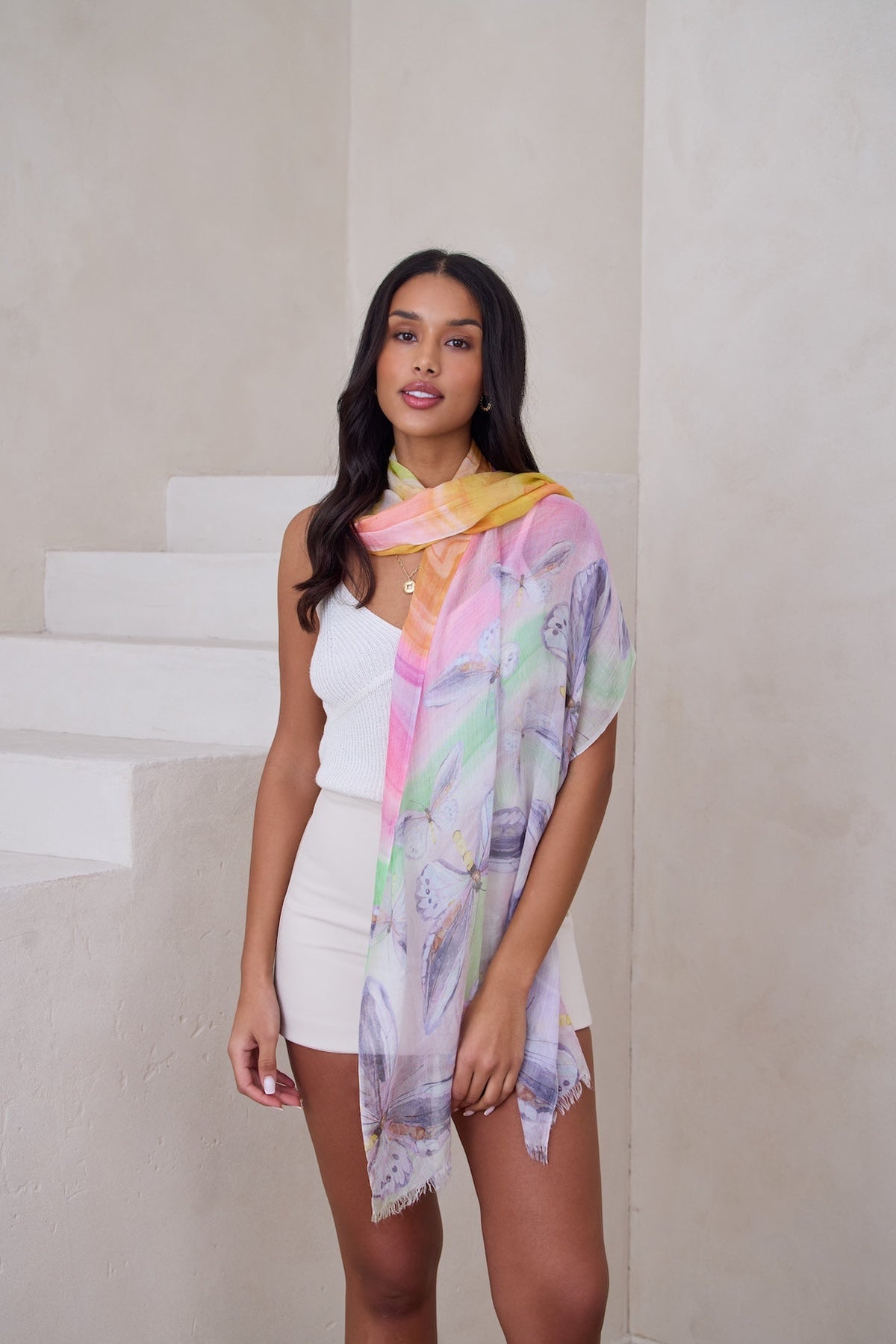 Swirled Butterfly Scarf - Yellow