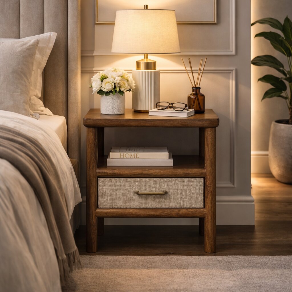 Solid Wood Solara Rattan Bedside Table