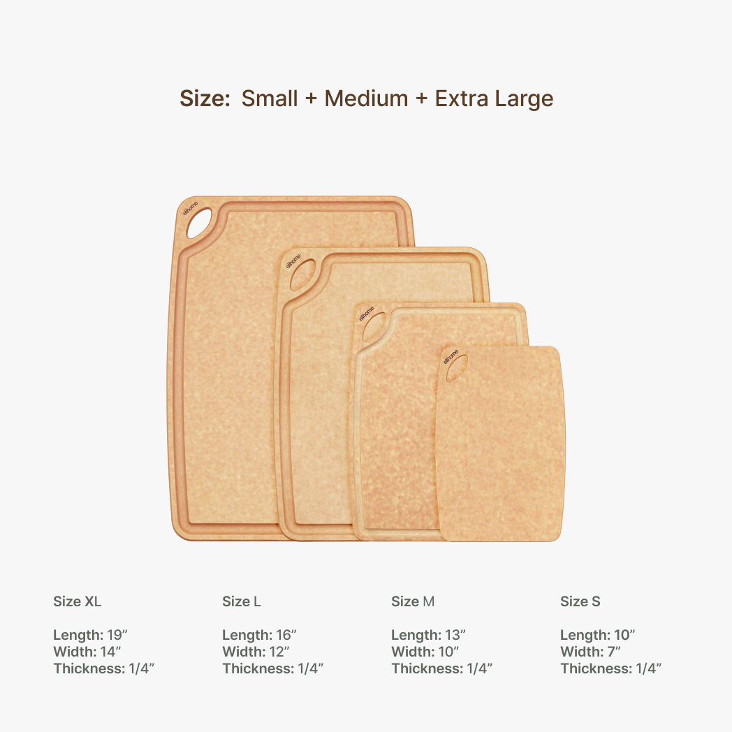 Elihome Classic Series 4 Piece Cutting Board Set (S+M+L+XL) - board dimensions