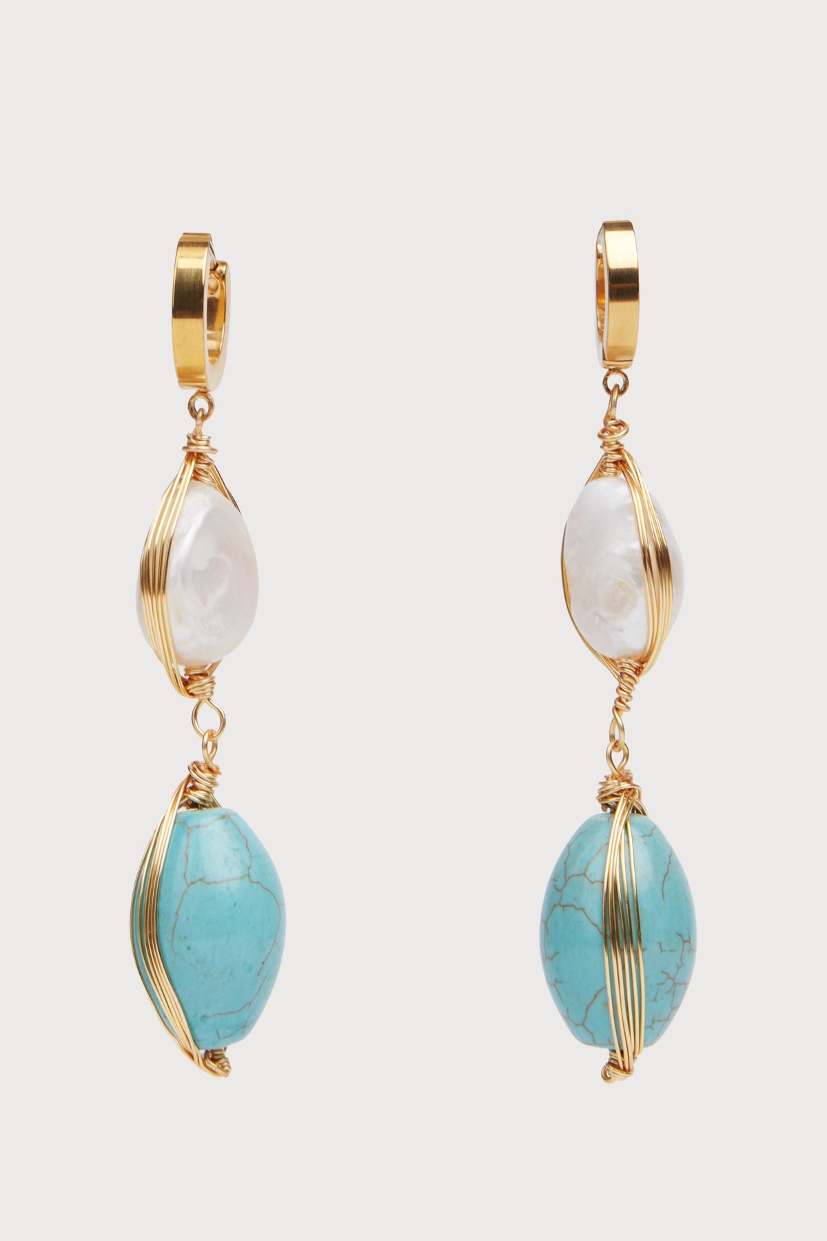 Turquoise Baroque Pearl Dangle Earrings - Turquoise