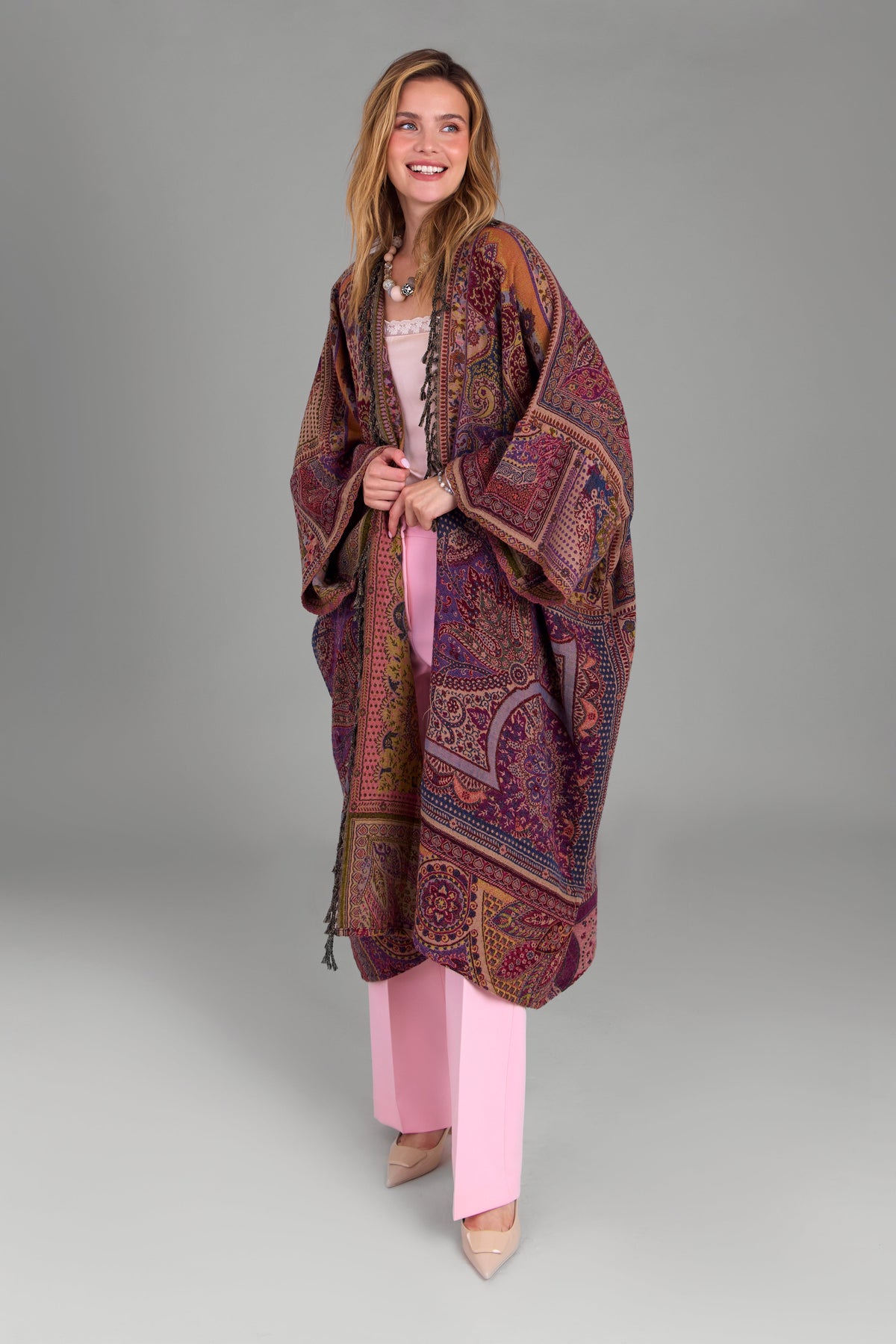 Woven Bohemian Vintage Kimono - Multi
