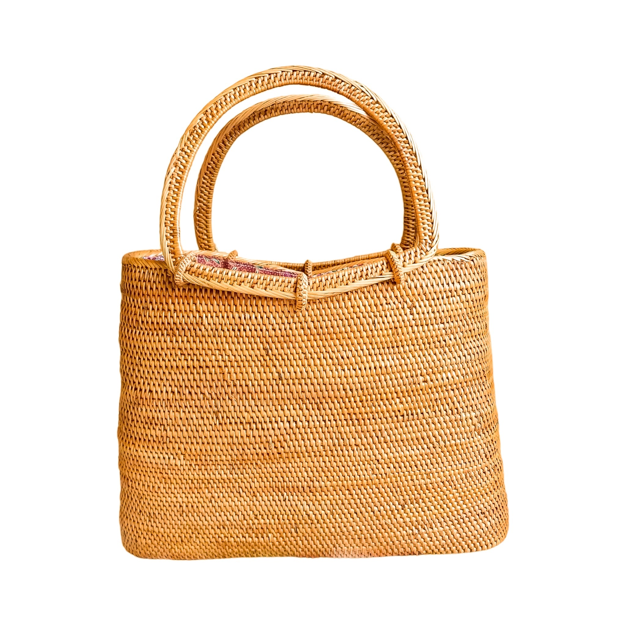 Resort-Top Handle Rattan Tote Bag - Thumbnail 2