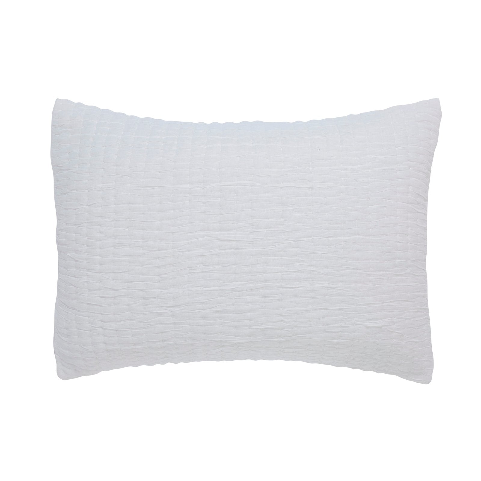 SS-359-2026-LOT1_1|Crisp white rectangular quilted pillow sham featuring subtle horizontal stitching for a modern, clean look.