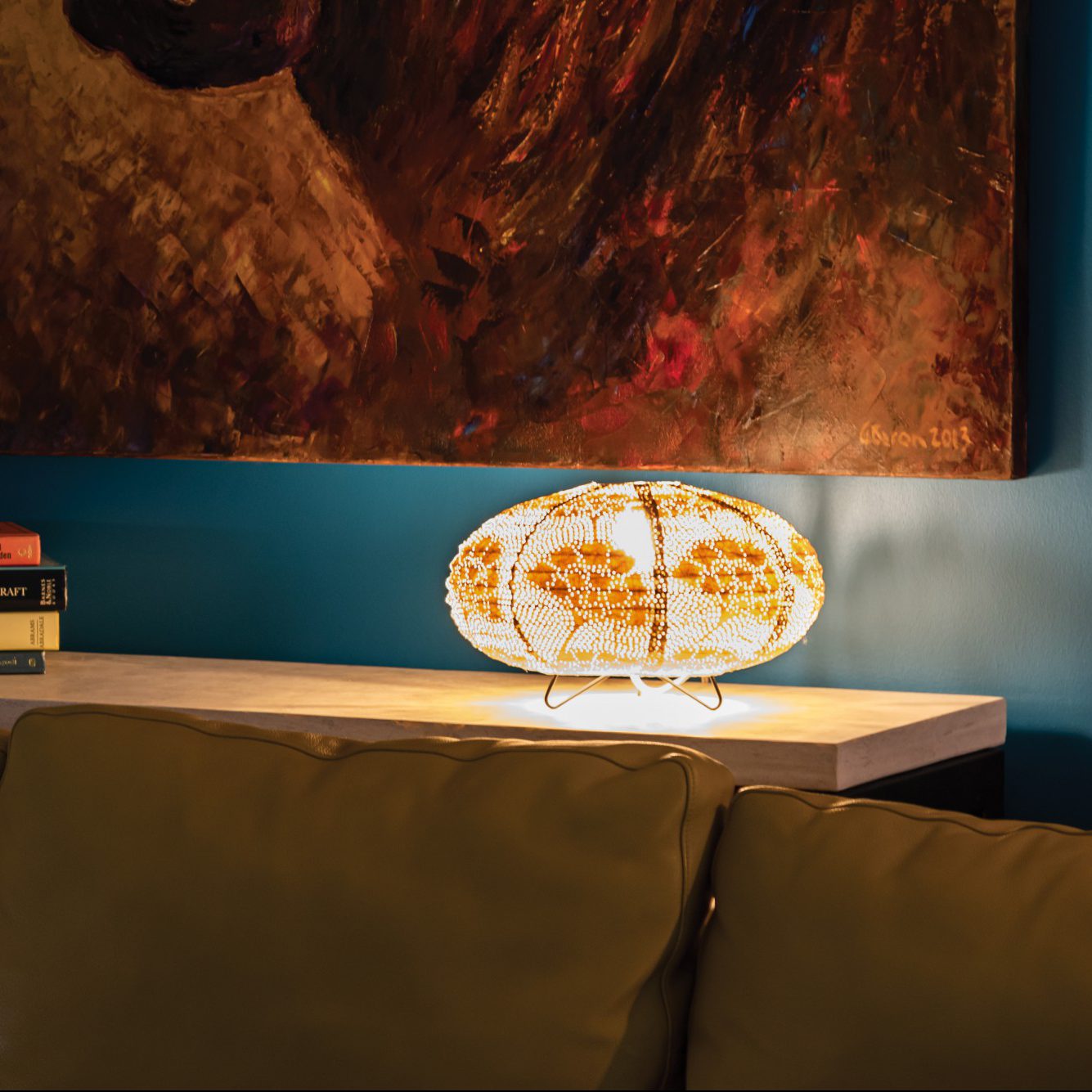 Soji Stella Solace Tyvek Indoor Table Lamp on table