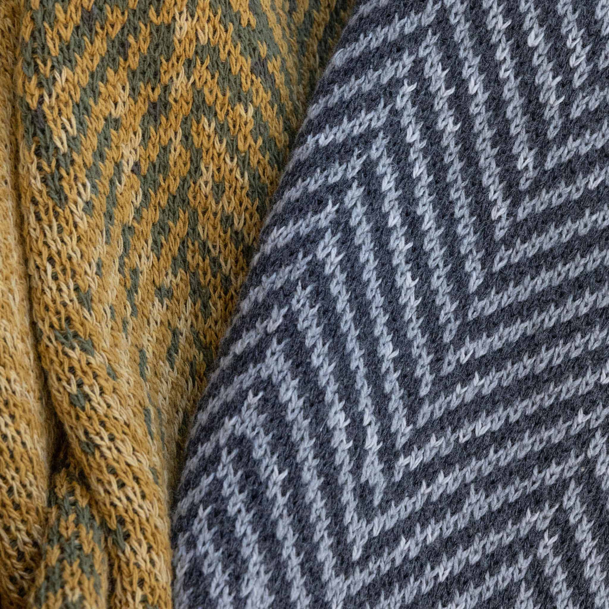 in2green Eco Throw Herringbone Ombre - Cotton Sustainable Knit Geometric Chevron Throw Blanket