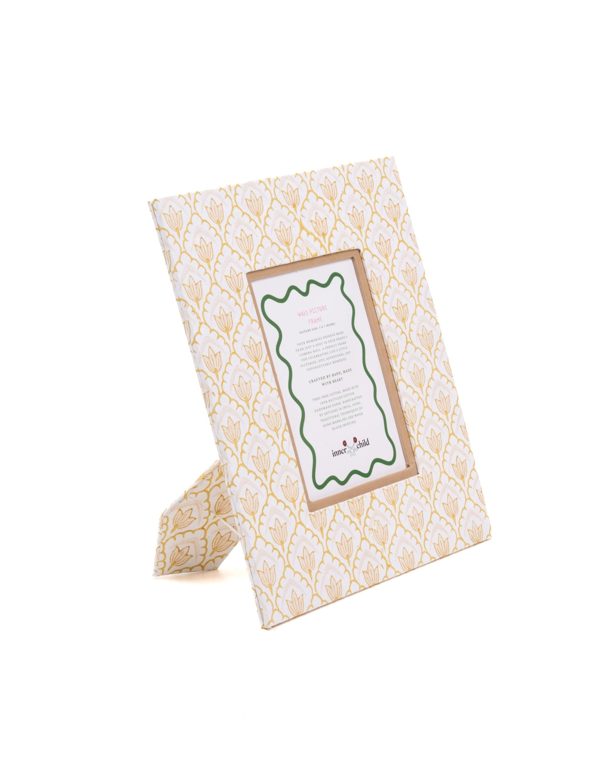 Large wall picture frame in desert sand tulip design, 5x7 inches, handcrafted by Inner Child