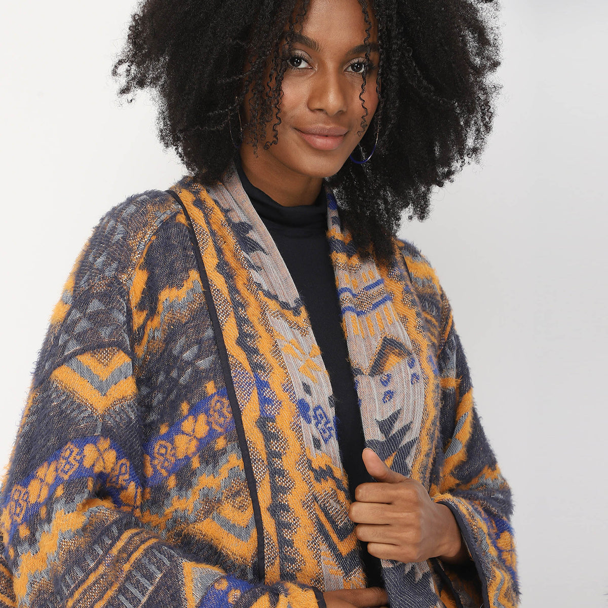 Santo Kimono - Navy Mustard