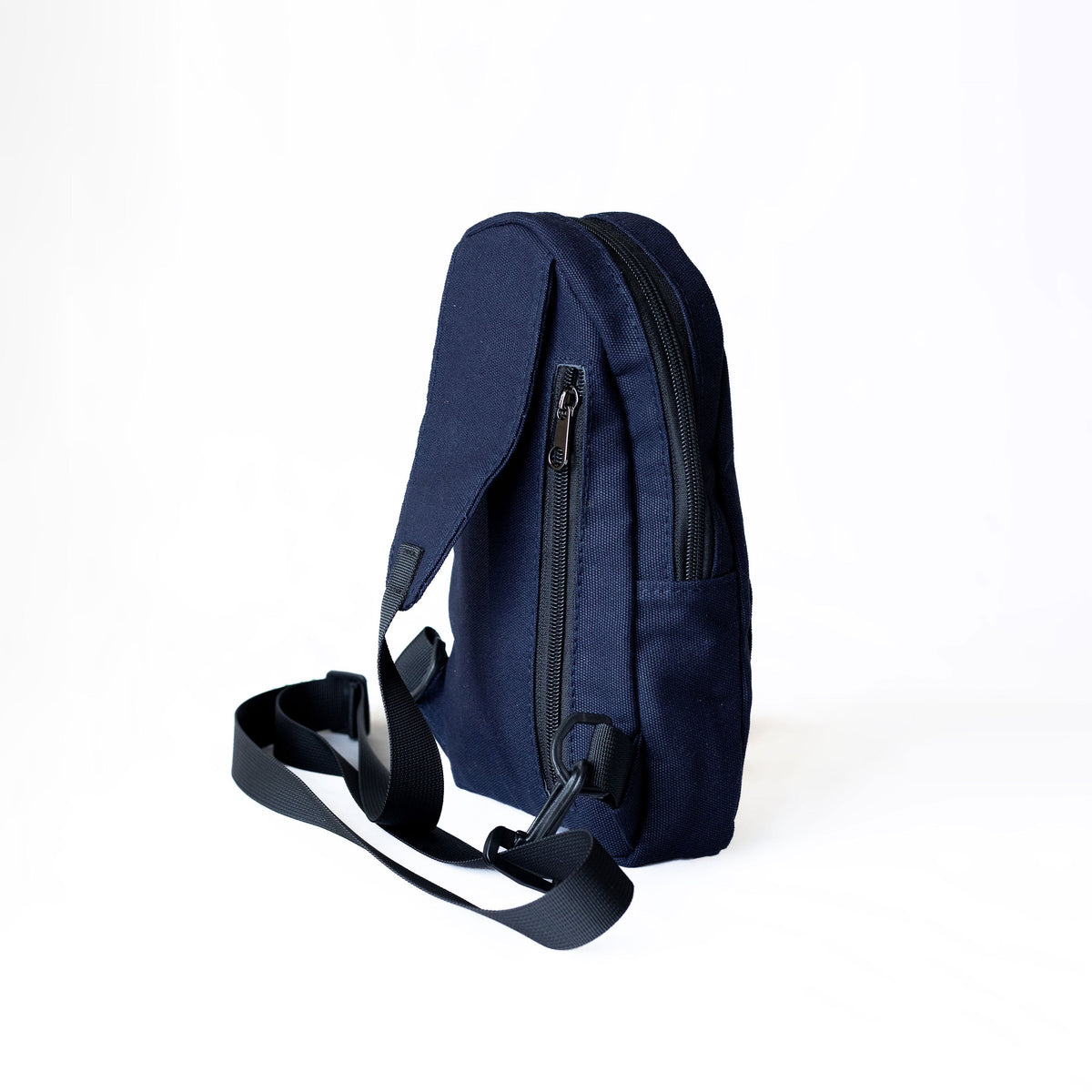 Buru navy blue canvas crossbody sling bag lifestyle #color_navy-blue