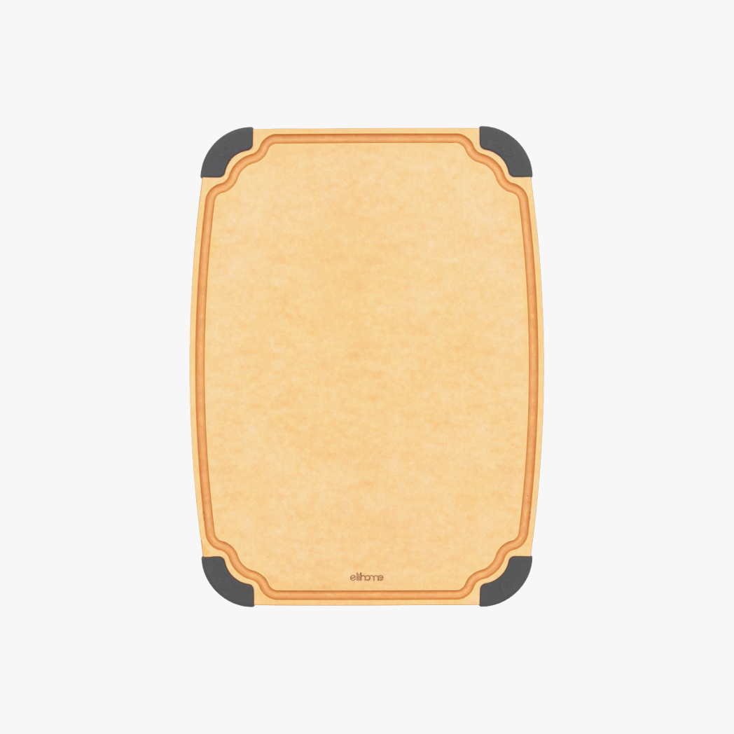 Elihome Essential Series Large Cutting Board 14" x 10" - wood fiber cutting board with juice groove and non-slip feet