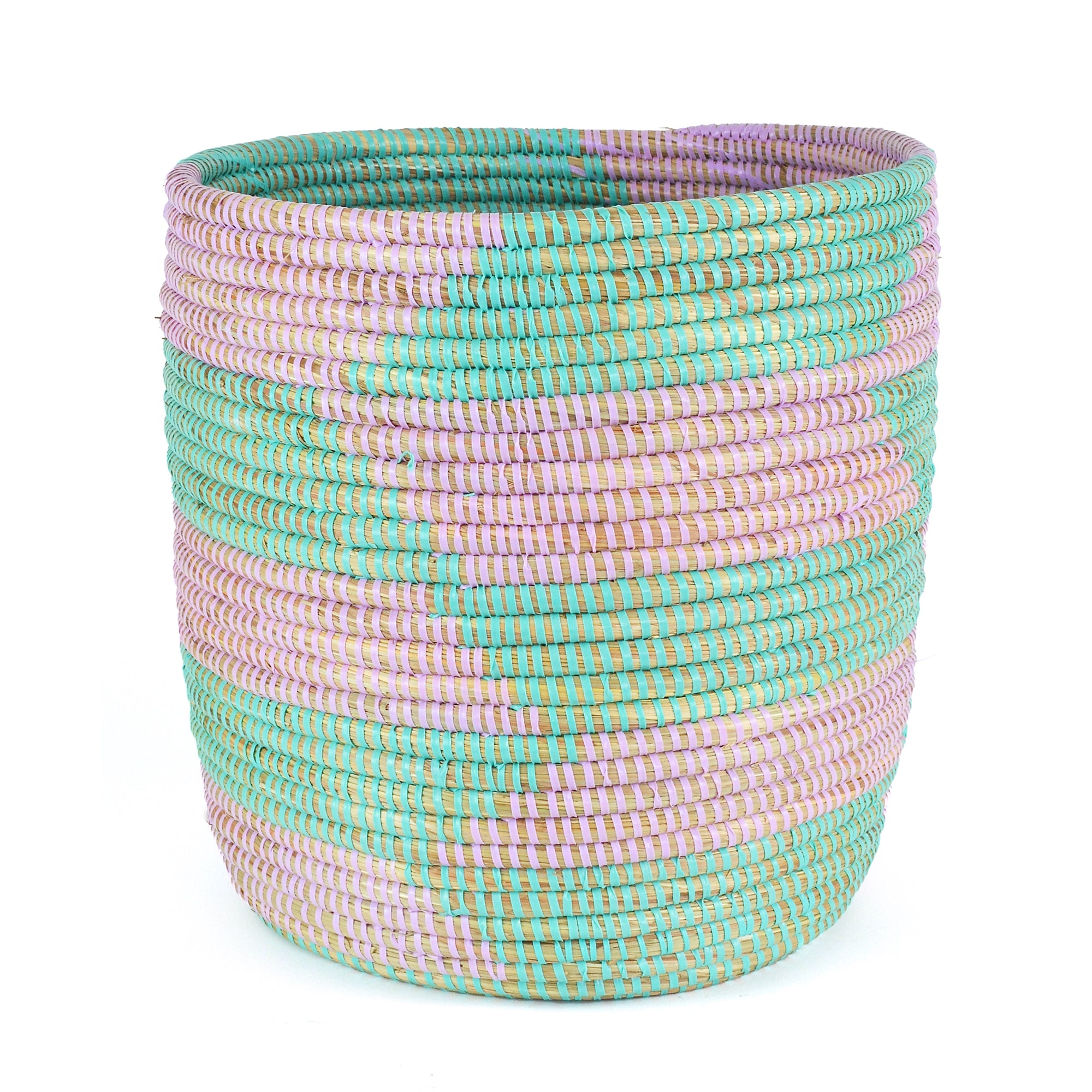 Aqua and Lavender Herringbone Bath Bin Basket