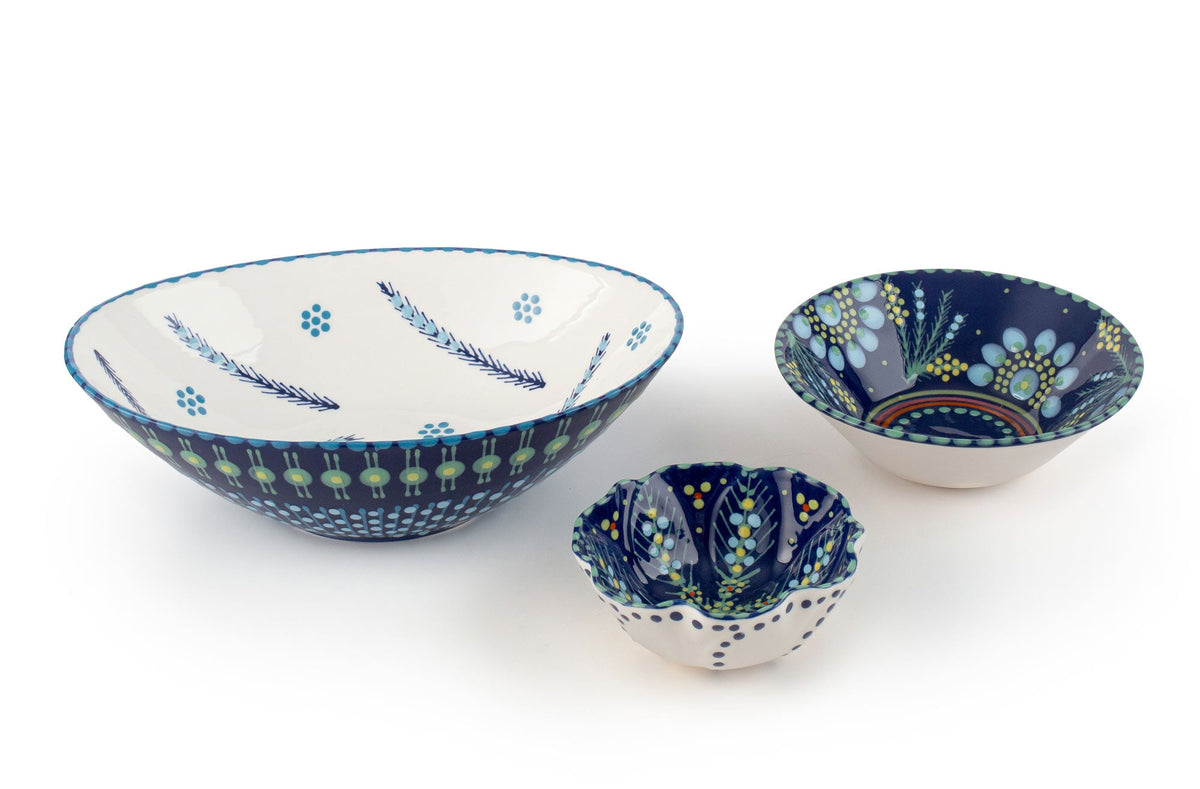 Ceramic Poppy Ramekin - Indigo