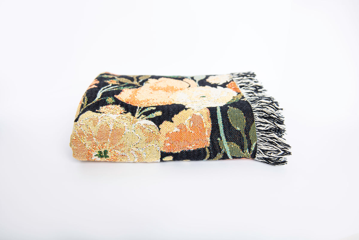 Poppy Floral Jacquard Woven Throw