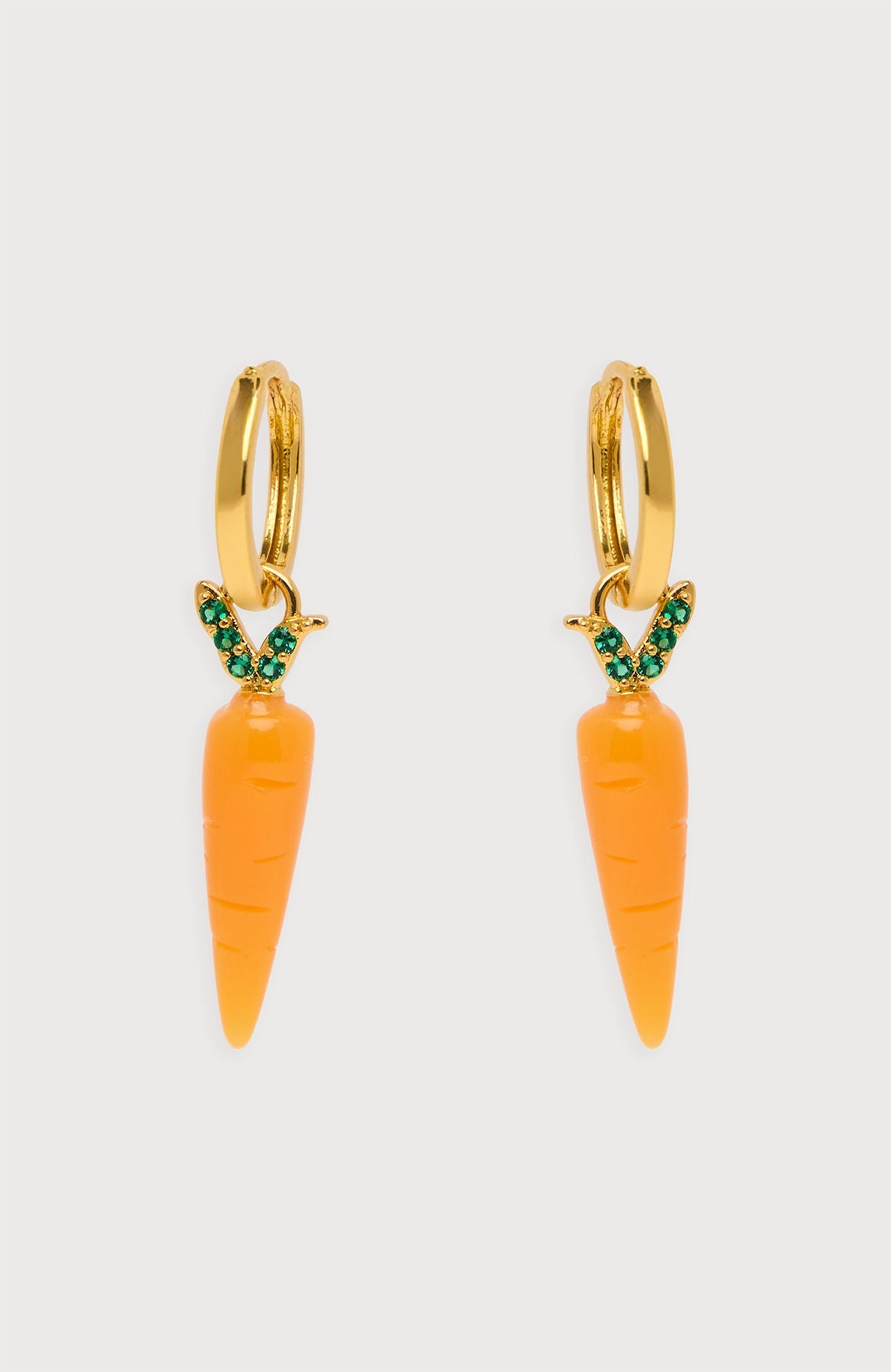 Carrot Huggie Charm Earrings - Orange