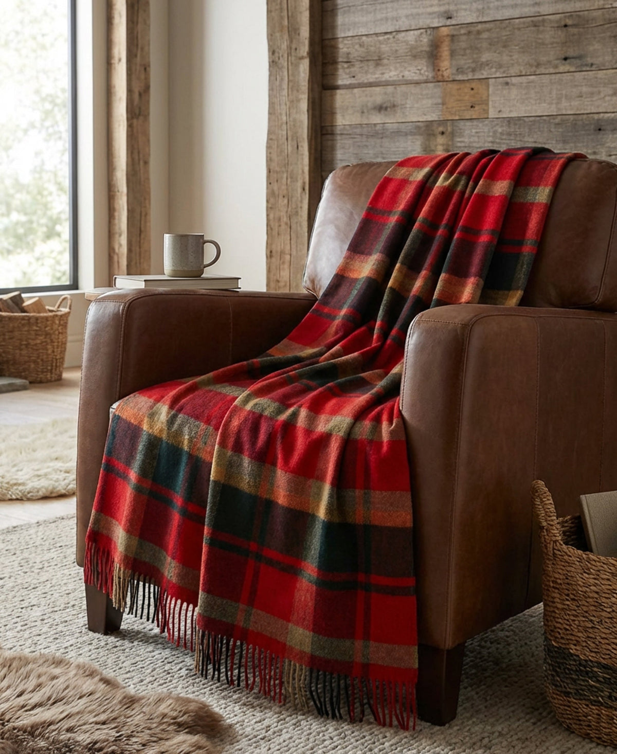 Highland Tweeds Shetland Lambswool Throw (Red Maple)-Throws and Blankets-[bar code]-Prince of Scots