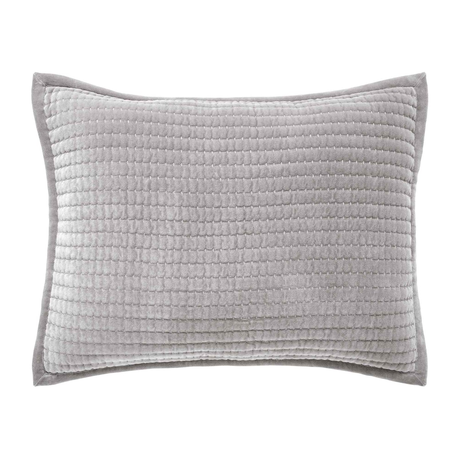 SS-188-2026_1|Luxurious light grey velvet quilted coverlet sham, adding elegance and comfort to any bed. Soft texture, stylish design.