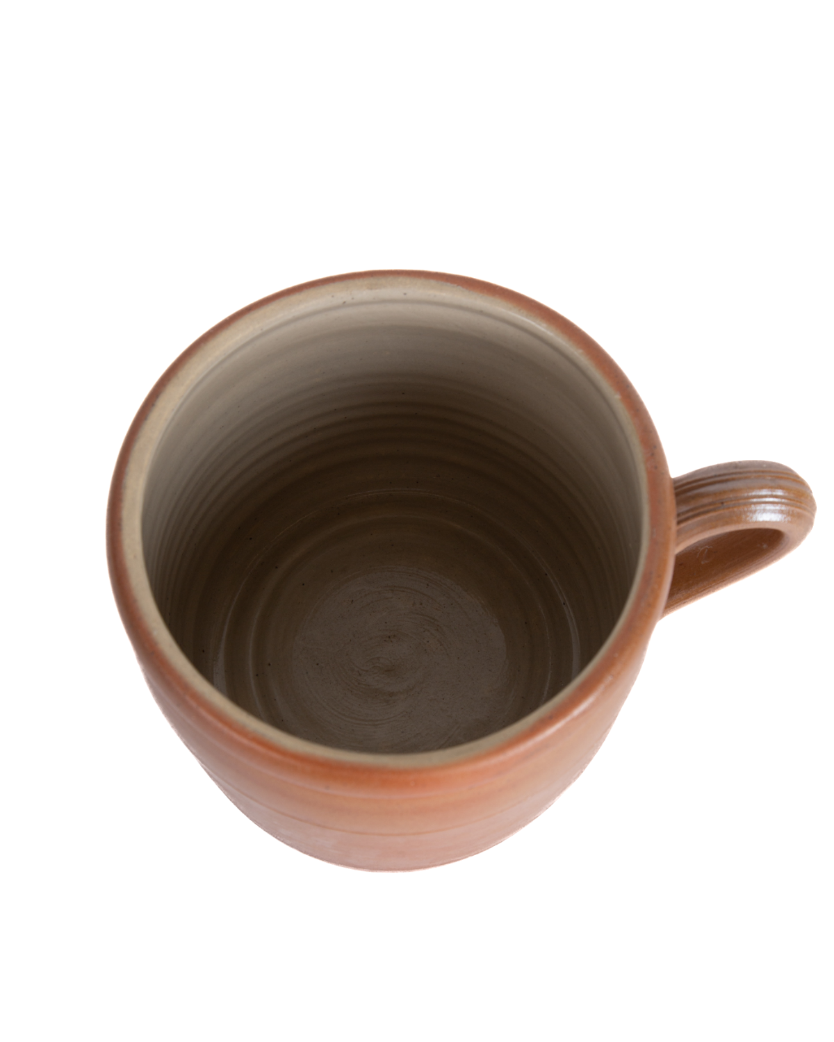 Brown ceramic mug on a white background