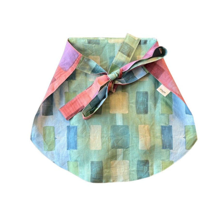The Gemma Apron in Tapestry flat lay showing full apron design - Goldie Home