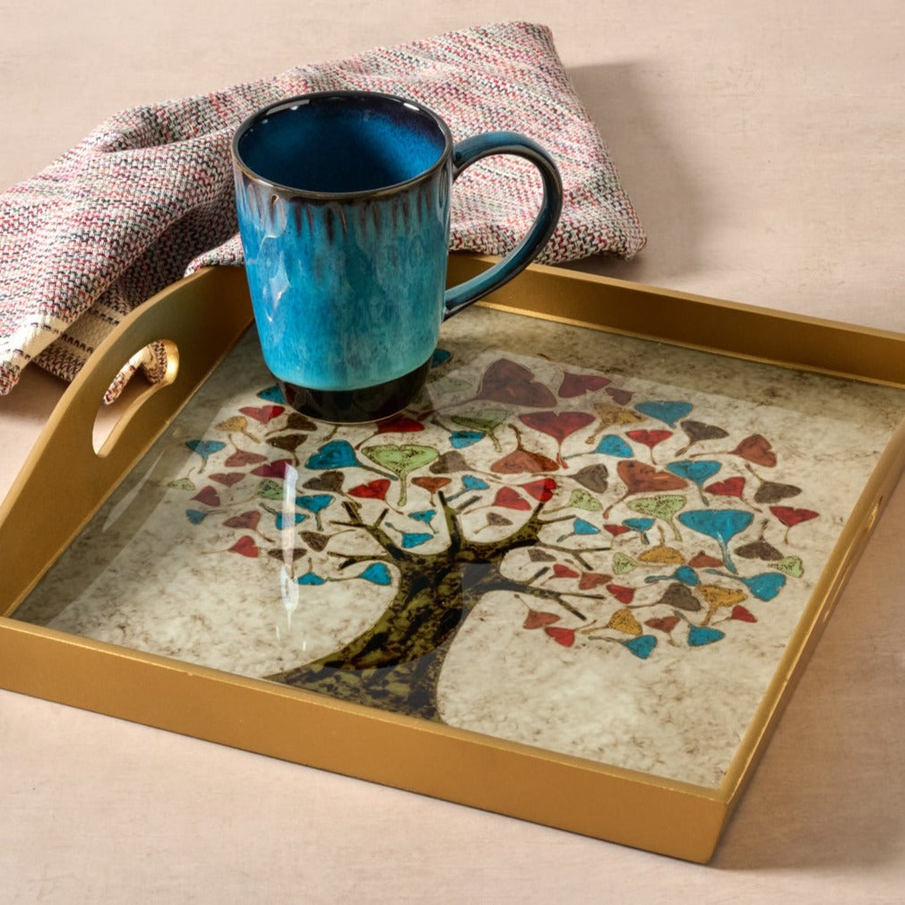 Ginkgo Tree Reverse Painted Tray - Thumbnail 3