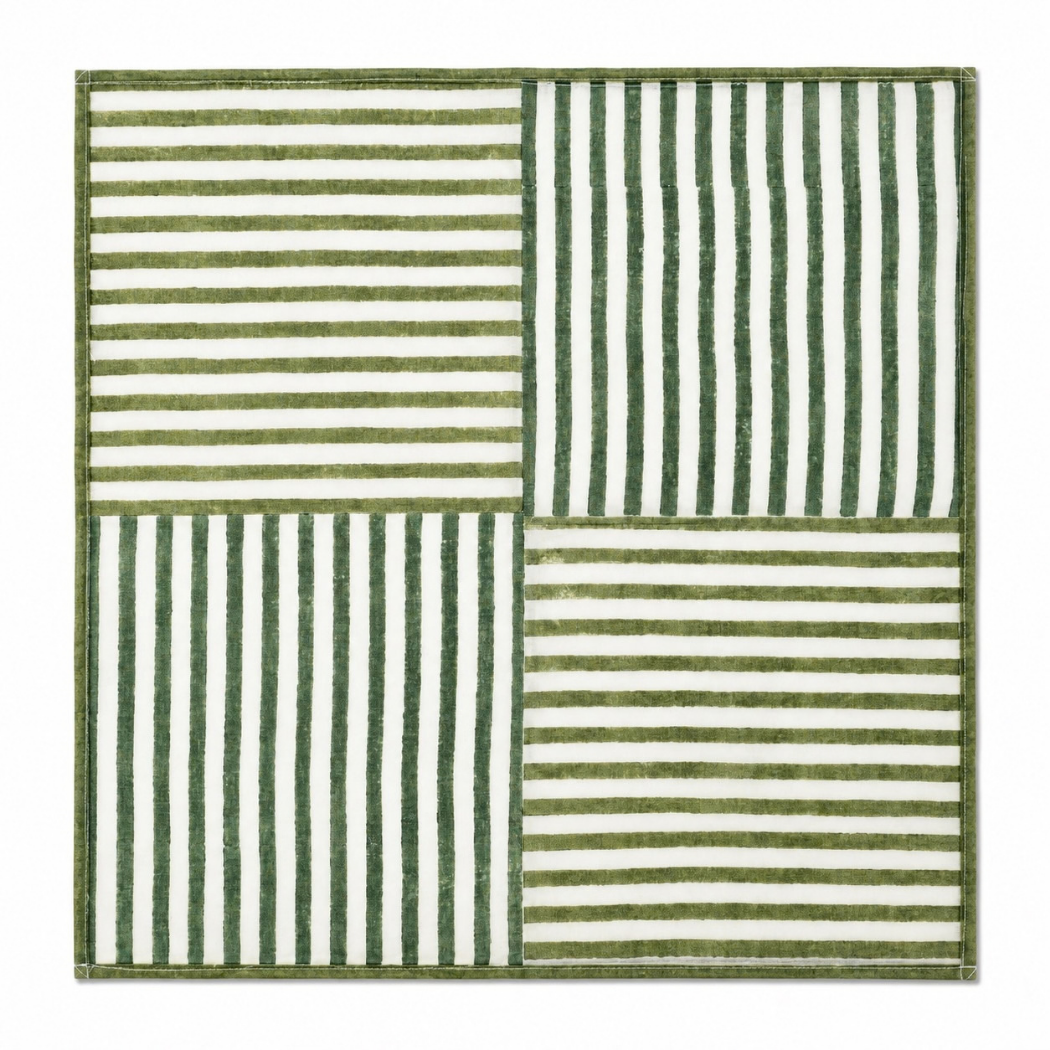Baadal Hand Block Printed Cotton Bandana – Stripes