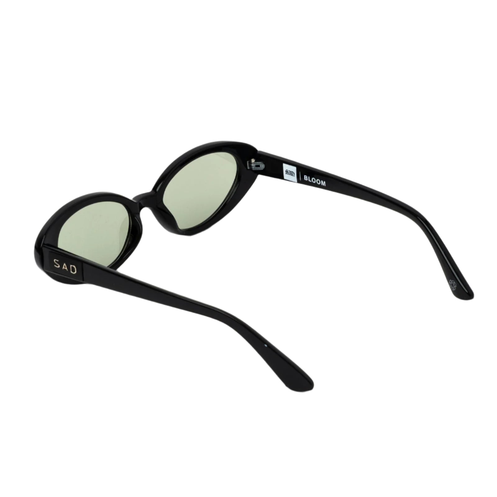 Sad Eyewear Bloom oval sunglasses in black with tinted olive lenses