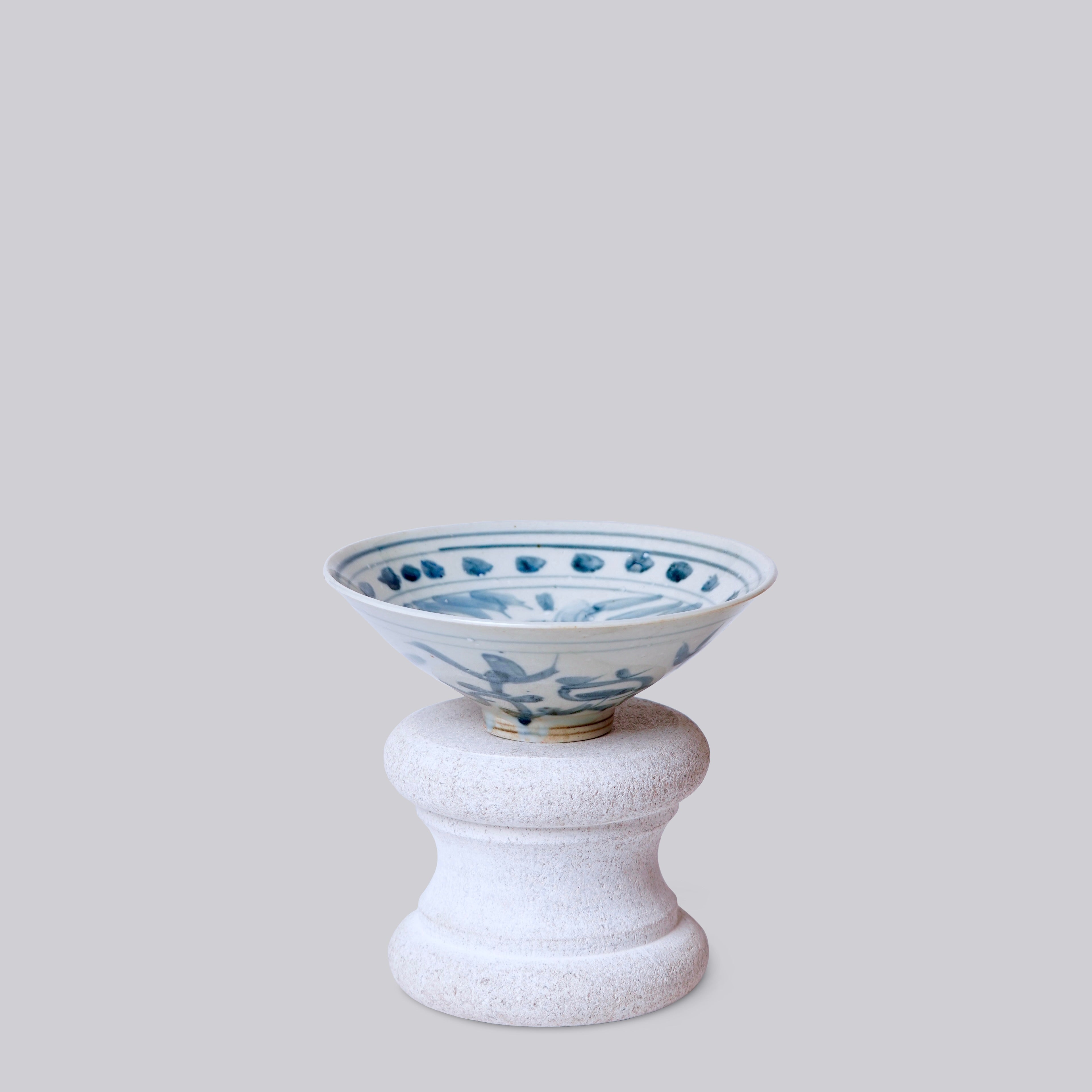 Small Blue and White Porcelain Lotus Conical Bowl